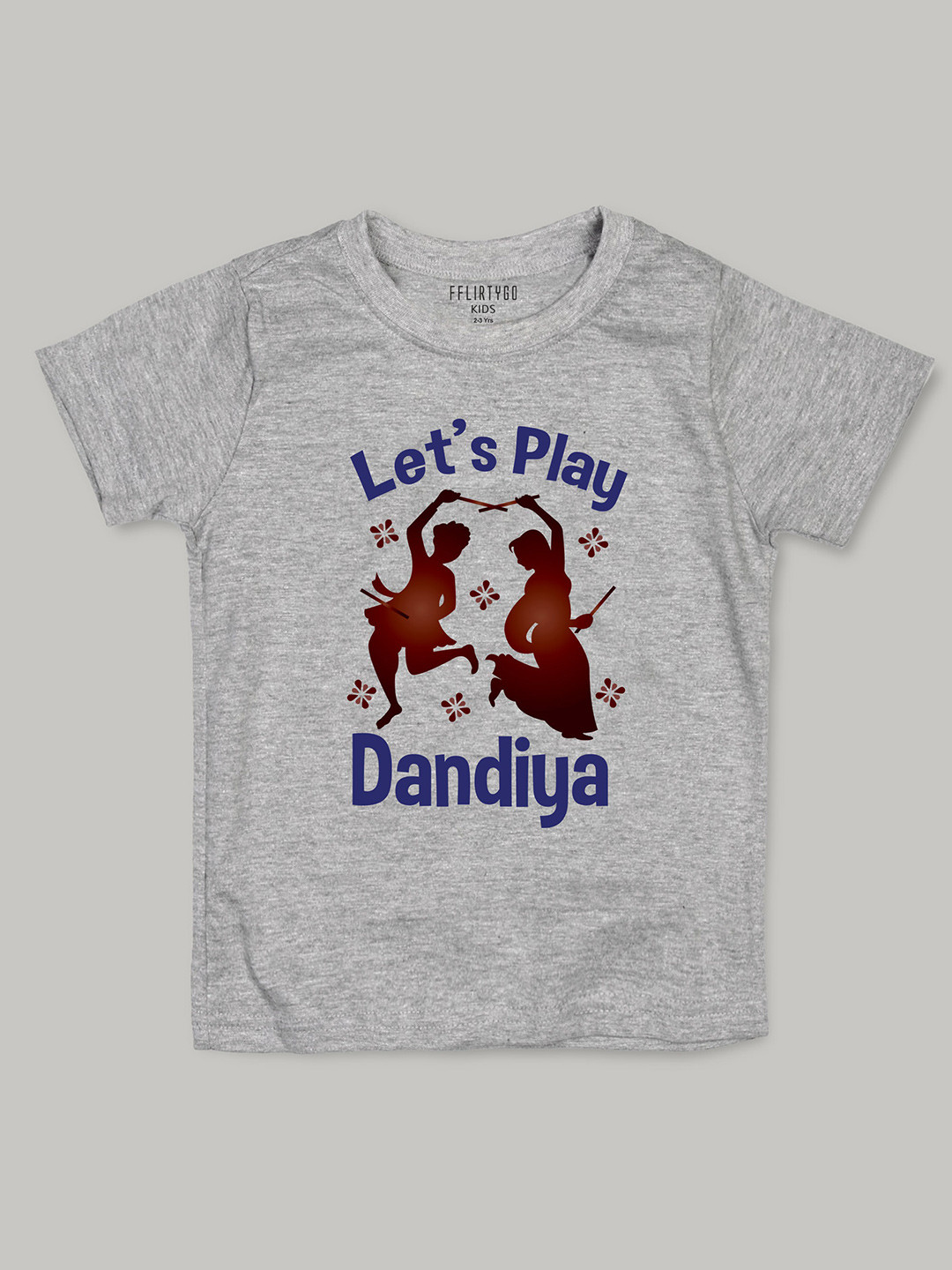 

FFLIRTYGO Kids Durga Puja Special Printed Pure Cotton T-shirt, Grey