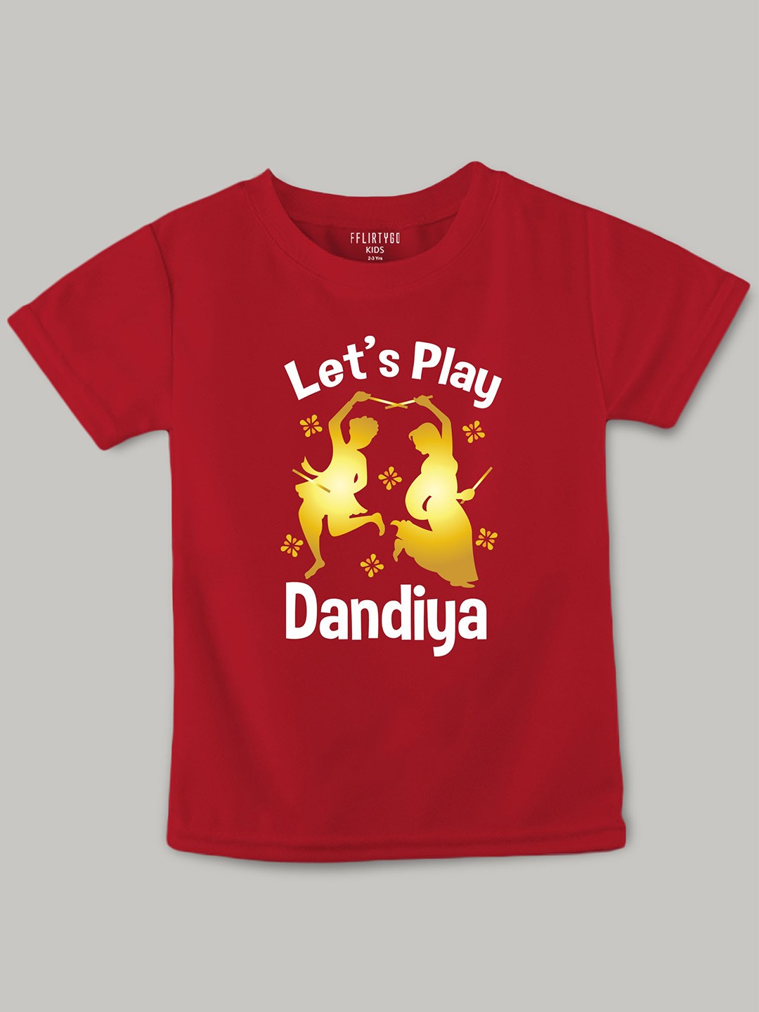 

FFLIRTYGO Kids Durga Puja Special Printed Pure Cotton T-shirt, Red