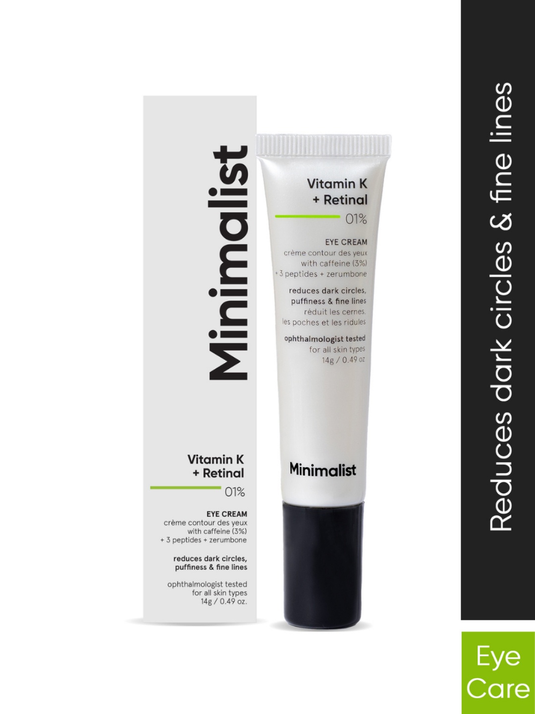 Minimalist Vitamin K Retinal Eye Cream For Under Eye Dark Circles & Puffiness - 14g, Na