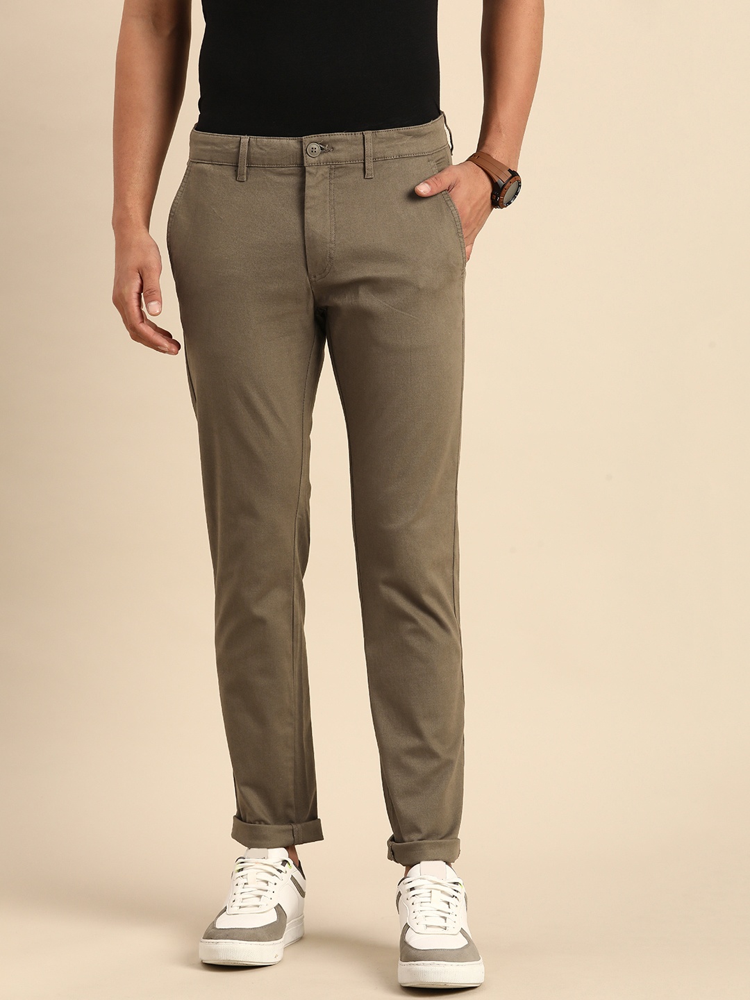 

Celio Men Slim Fit Trousers, Taupe