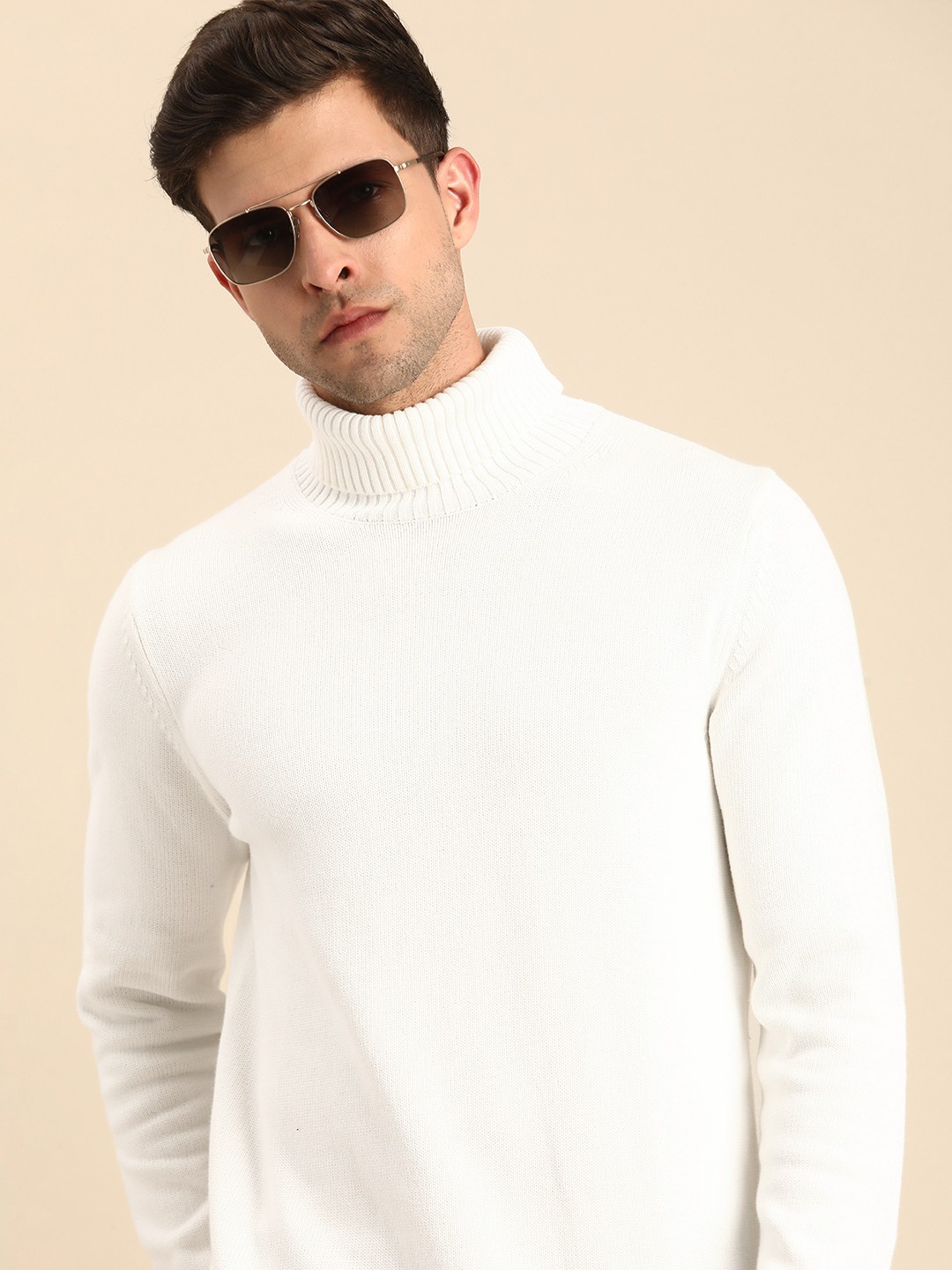 

Celio Pure Cotton Turtle Neck Pullover, White