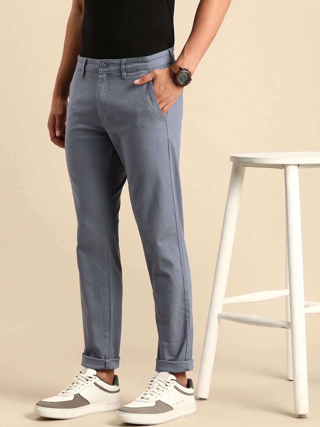 

Celio Men Slim Fit Trousers, Grey