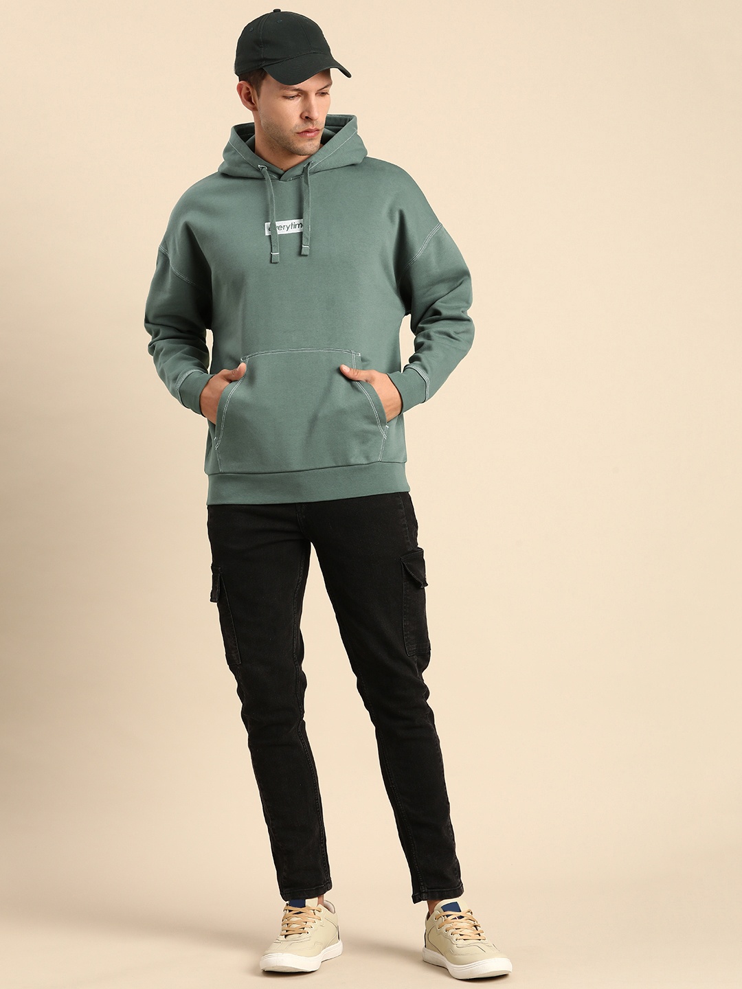 

Celio Men Printed Hooded Sweatshirt, Green