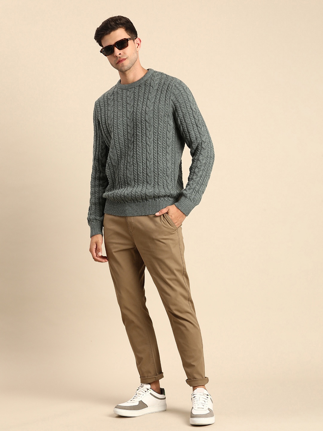 

Celio Cable Knitted Pullover, Green