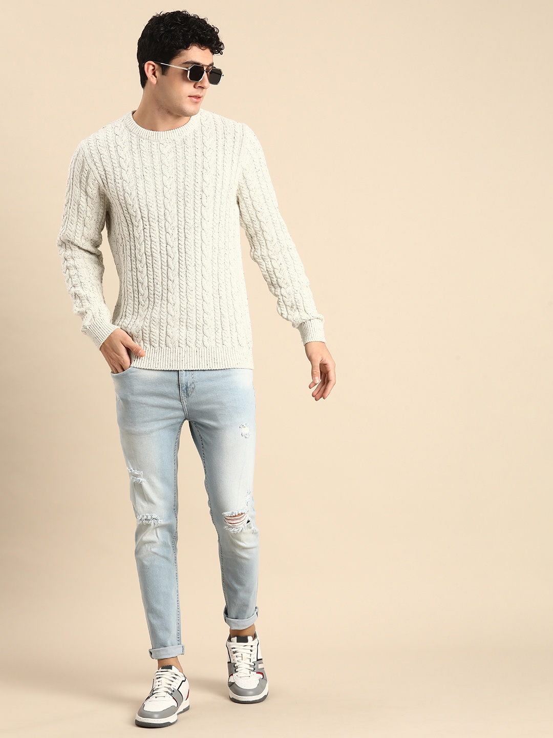 

Celio Cable Knitted Pullover, Off white