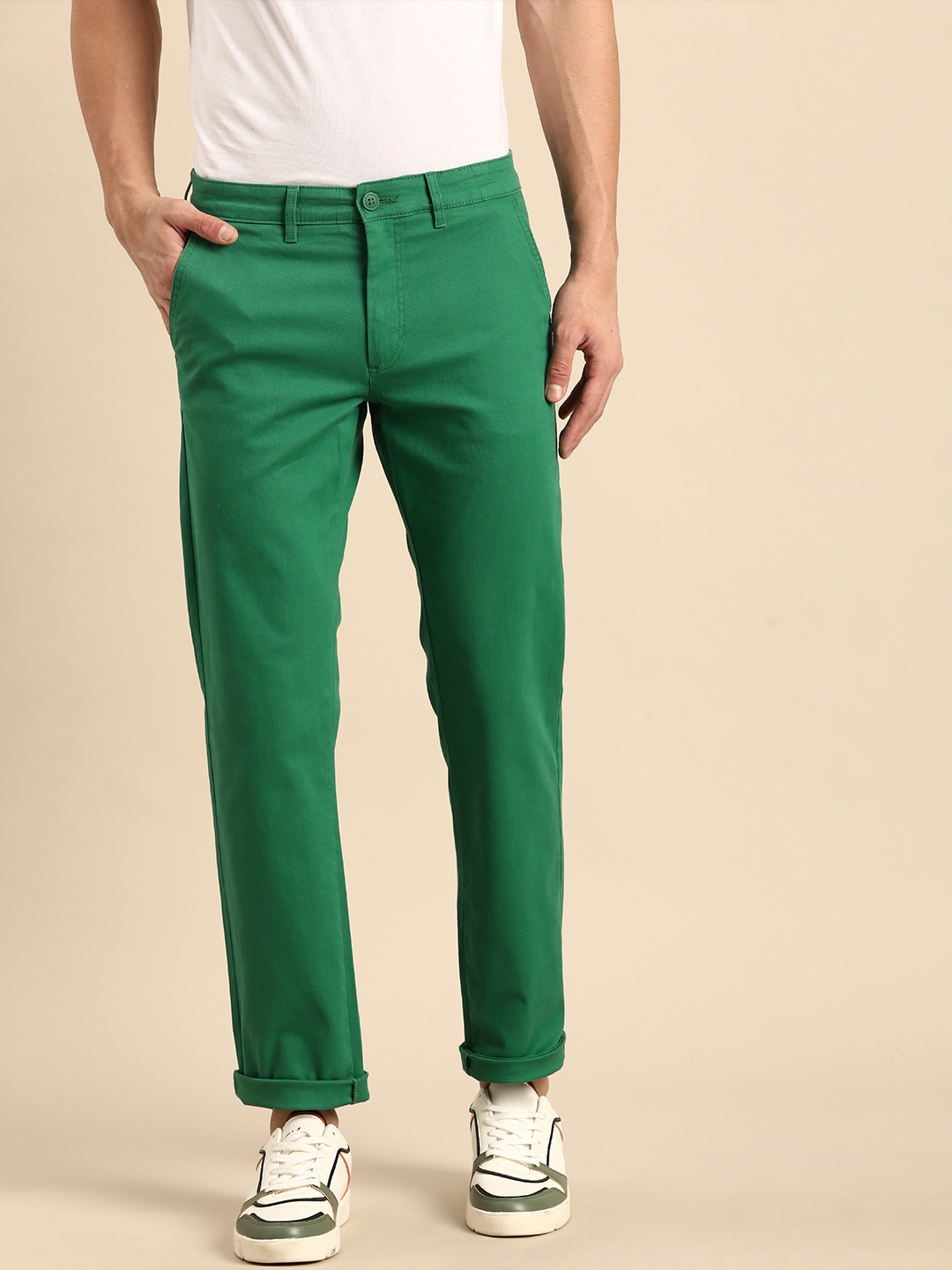 

Celio Men Straight Fit Trousers, Green