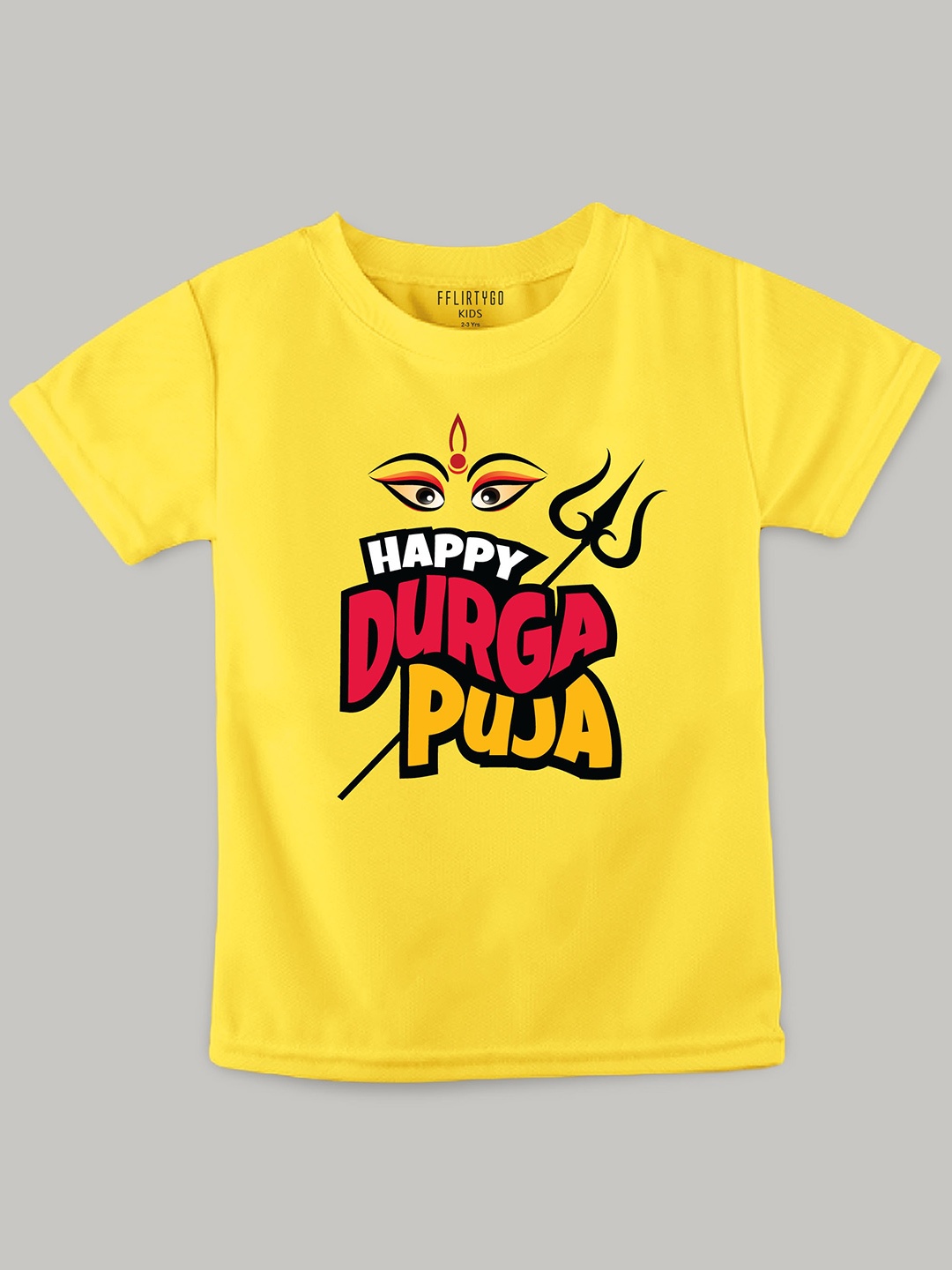 

FFLIRTYGO Kids Typography Printed Pure Cotton T-shirt, Yellow