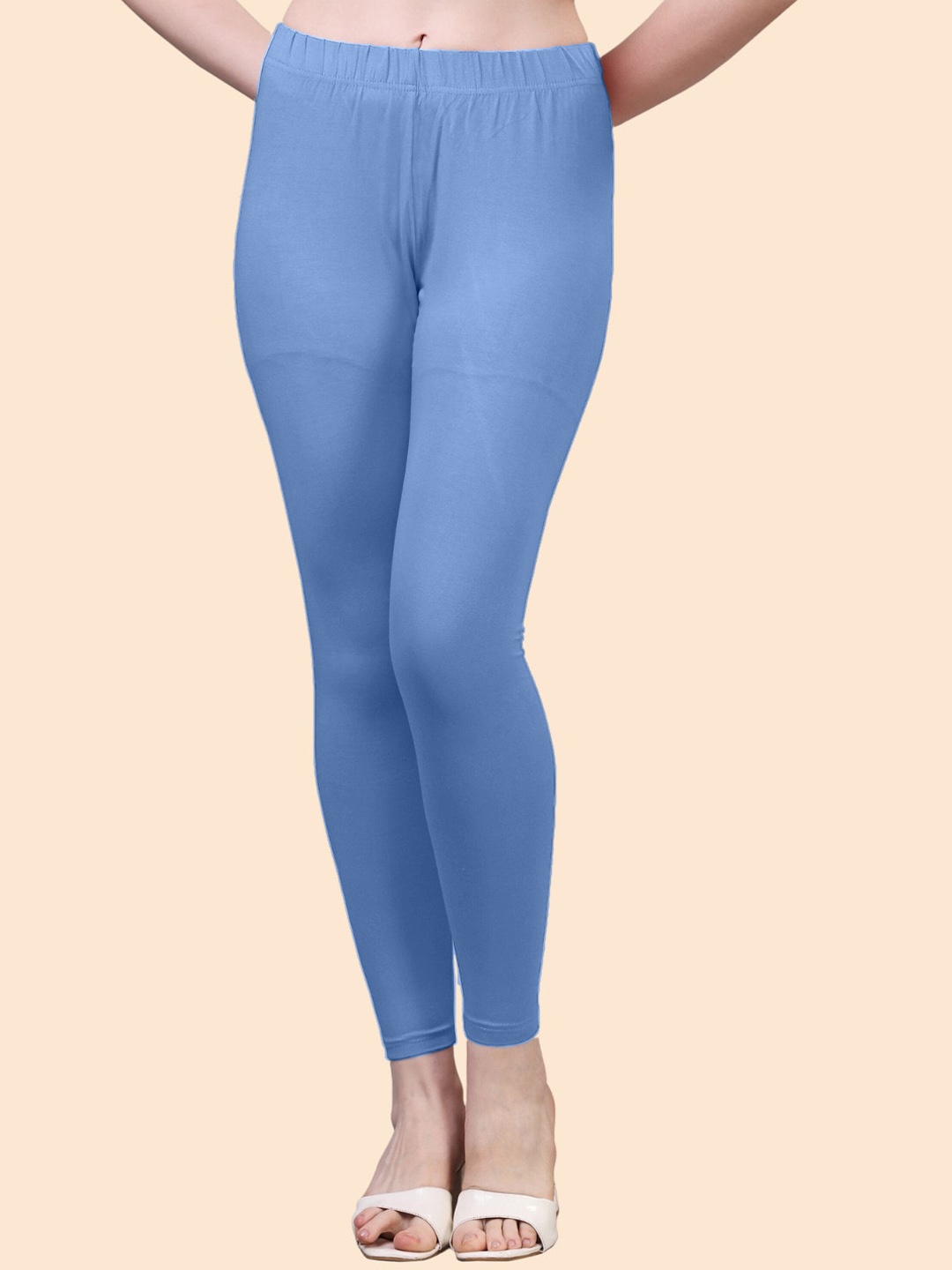 

HERE&NOW Ankle Length Mid-Rise Cotton Leggings, Blue