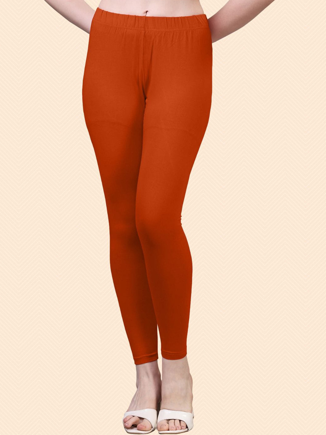 

HERE&NOW Cotton Ankle Length Leggings, Orange