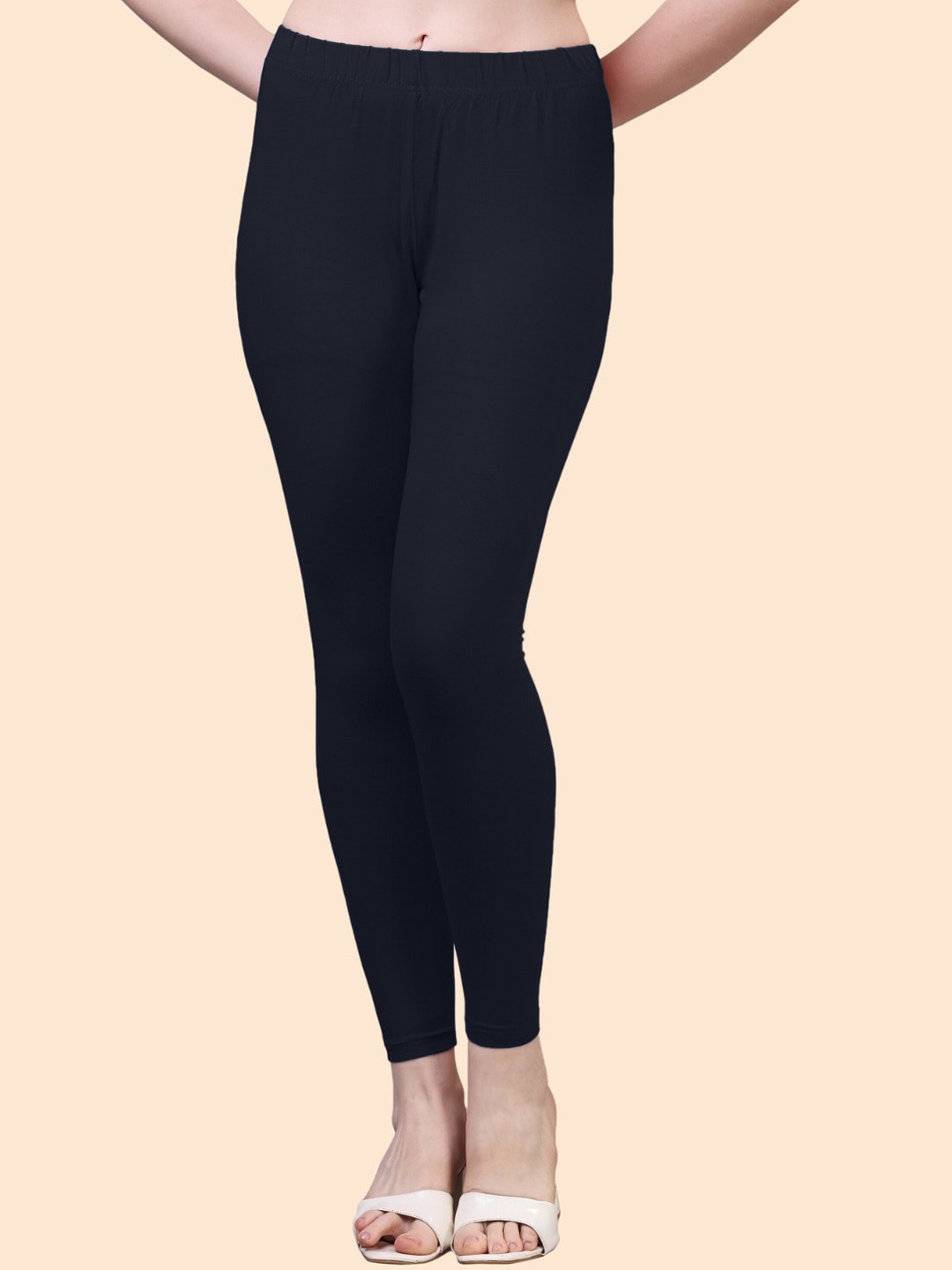 

HERE&NOW Cotton Ankle Length Leggings, Navy blue