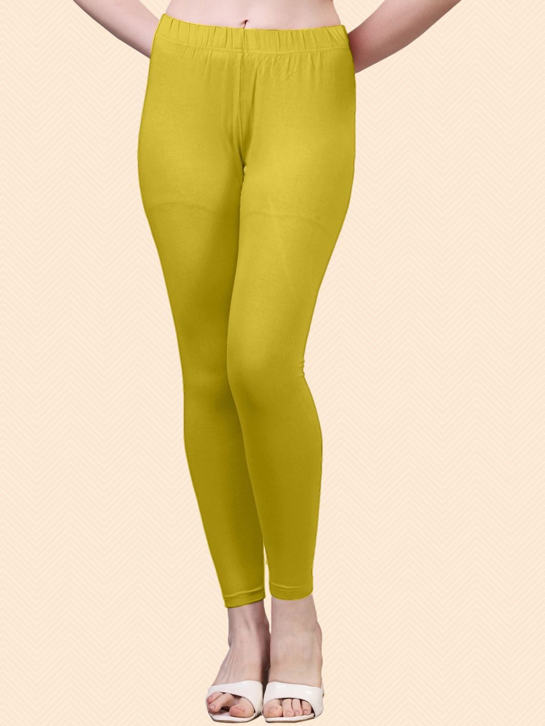 

HERE&NOW Cotton Ankle Length Leggings, Yellow