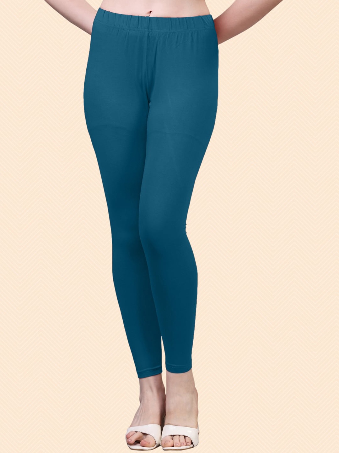 

HERE&NOW Cotton Ankle Length Leggings, Teal