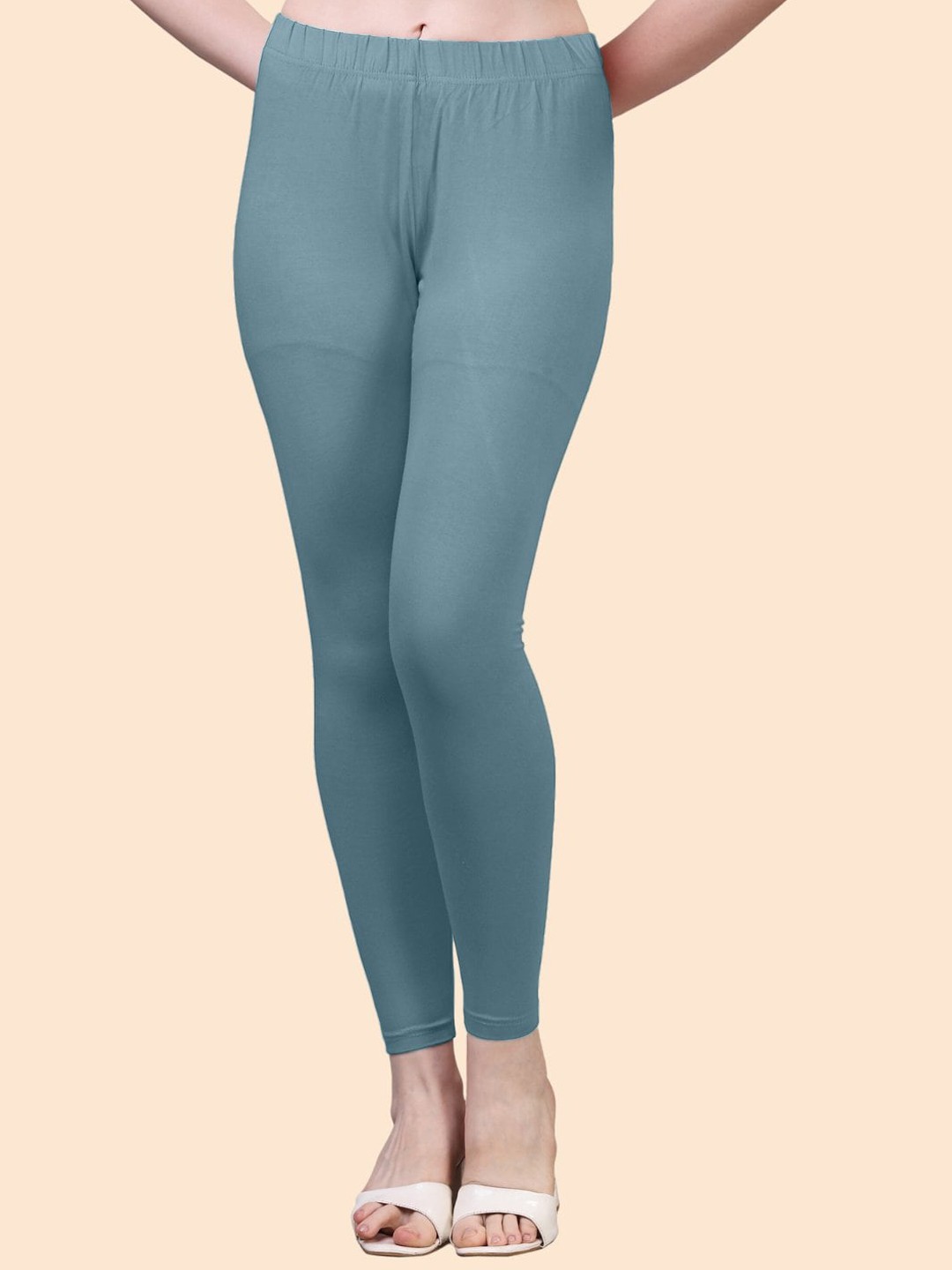 

HERE&NOW Cotton Ankle Length Leggings, Blue
