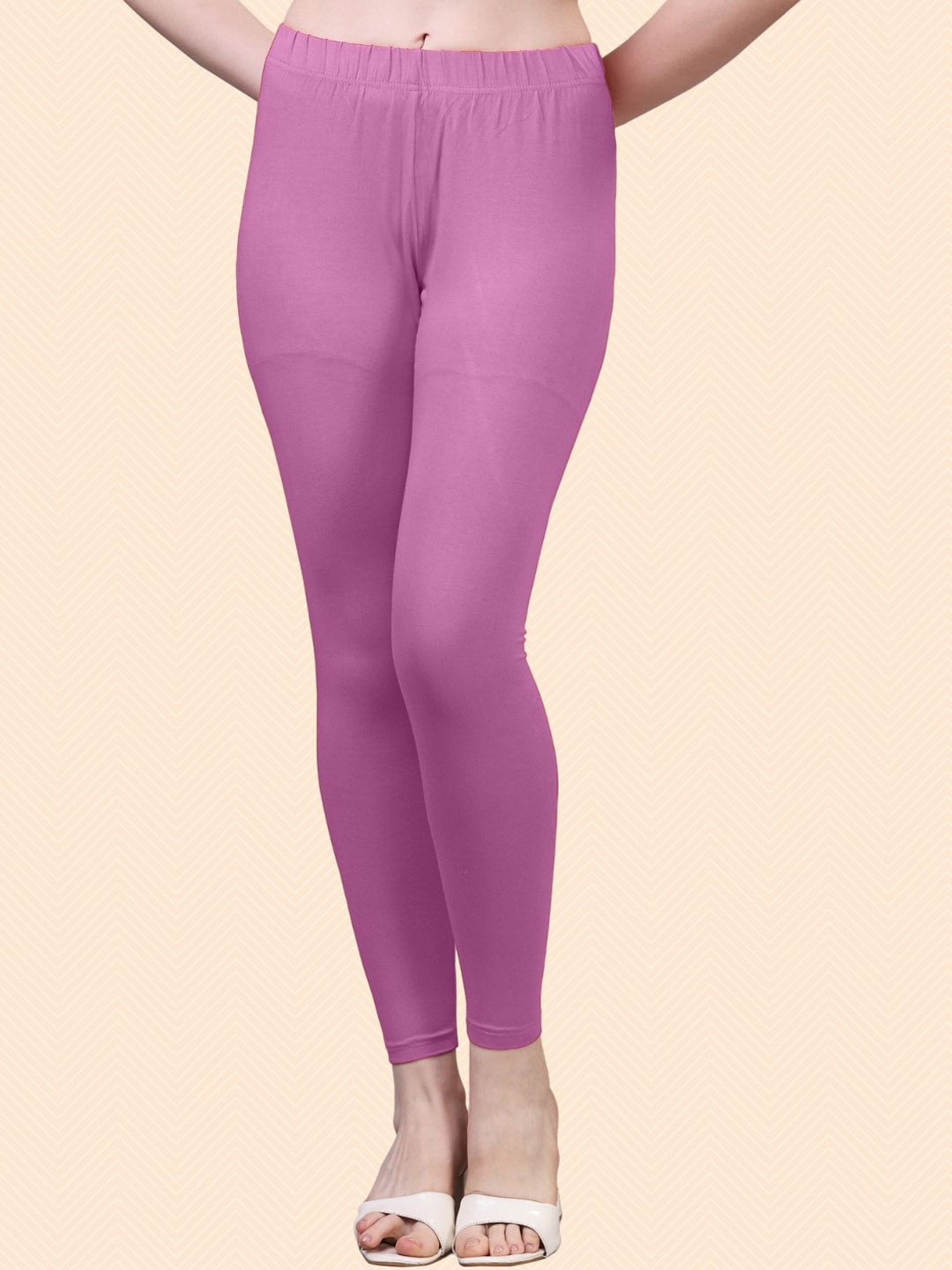 

HERE&NOW Cotton Ankle Length Leggings, Pink