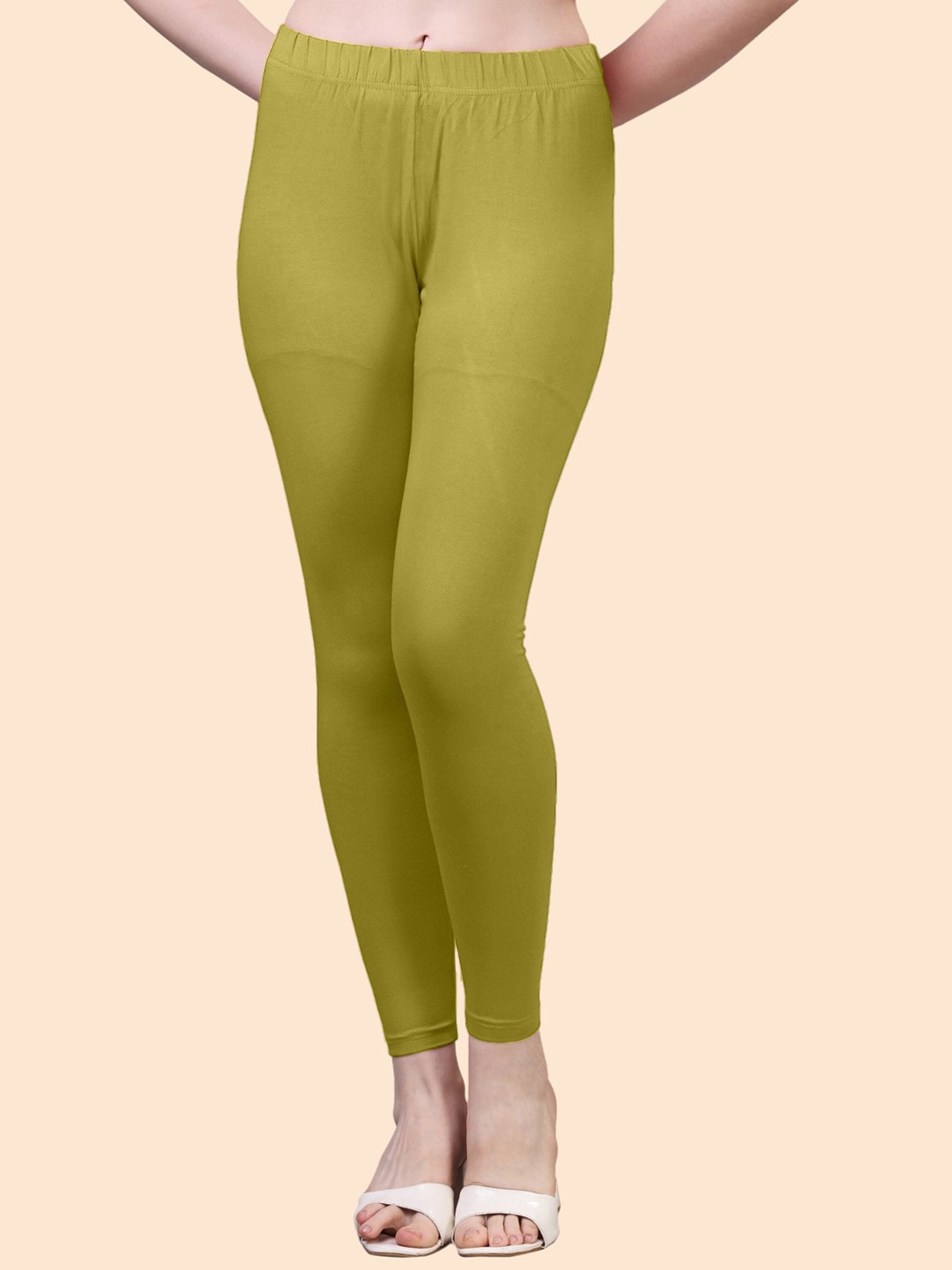 

HERE&NOW Cotton Ankle Length Leggings, Olive