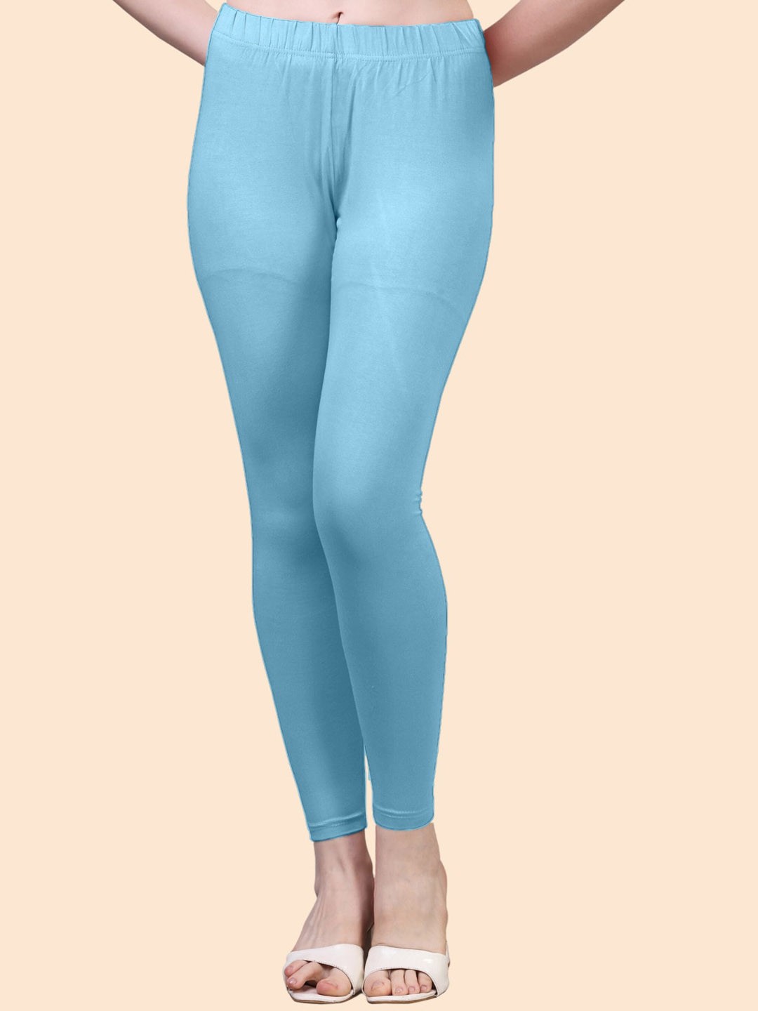 

HERE&NOW Cotton Ankle Length Leggings, Blue