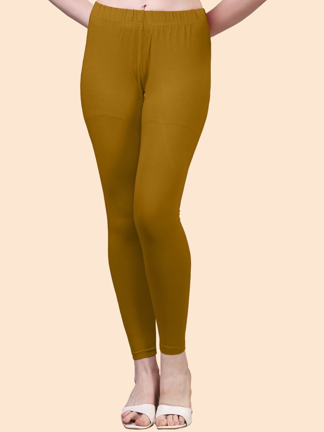 

HERE&NOW Cotton Ankle Length Leggings, Brown