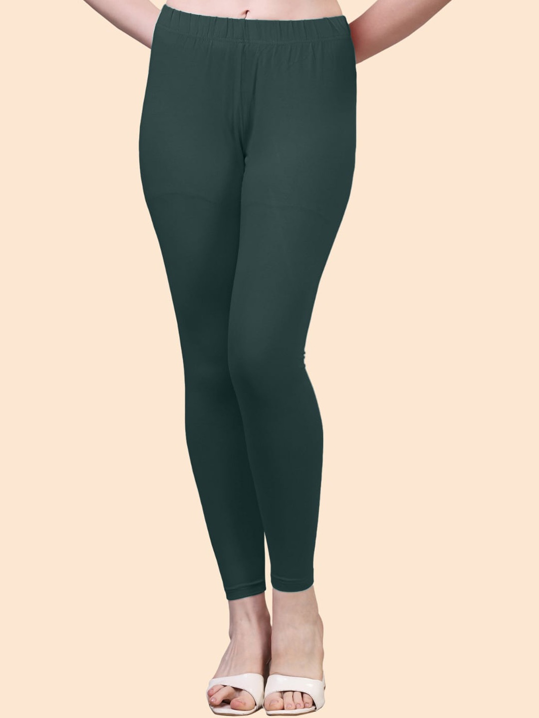 

HERE&NOW Cotton Ankle Length Leggings, Green