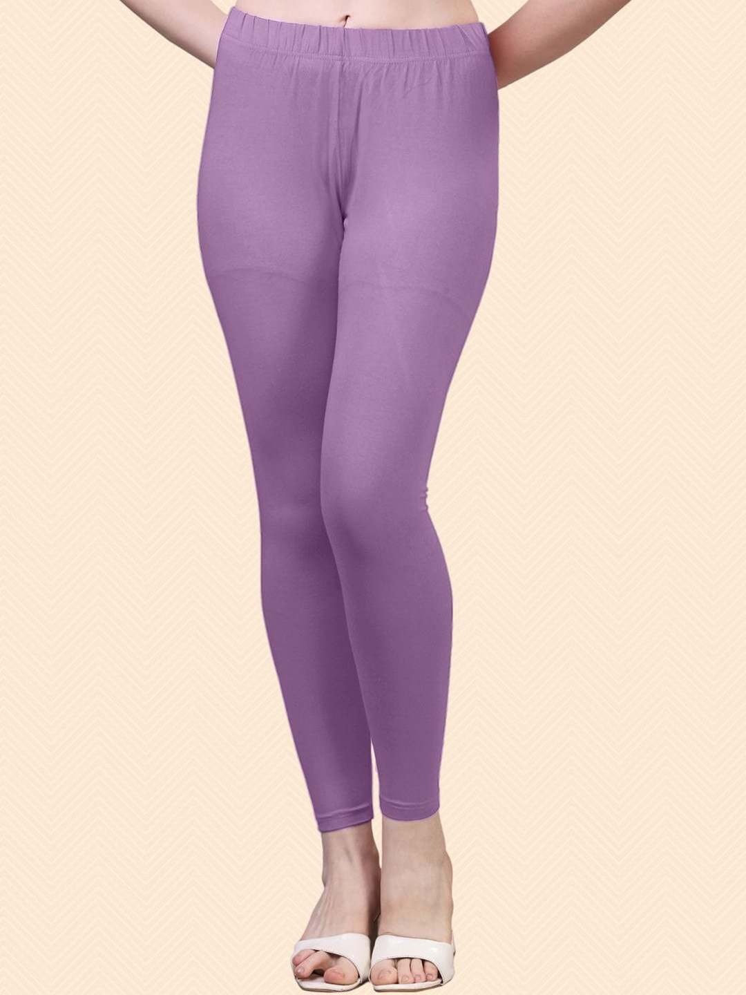 

HERE&NOW Cotton Ankle Length Leggings, Purple