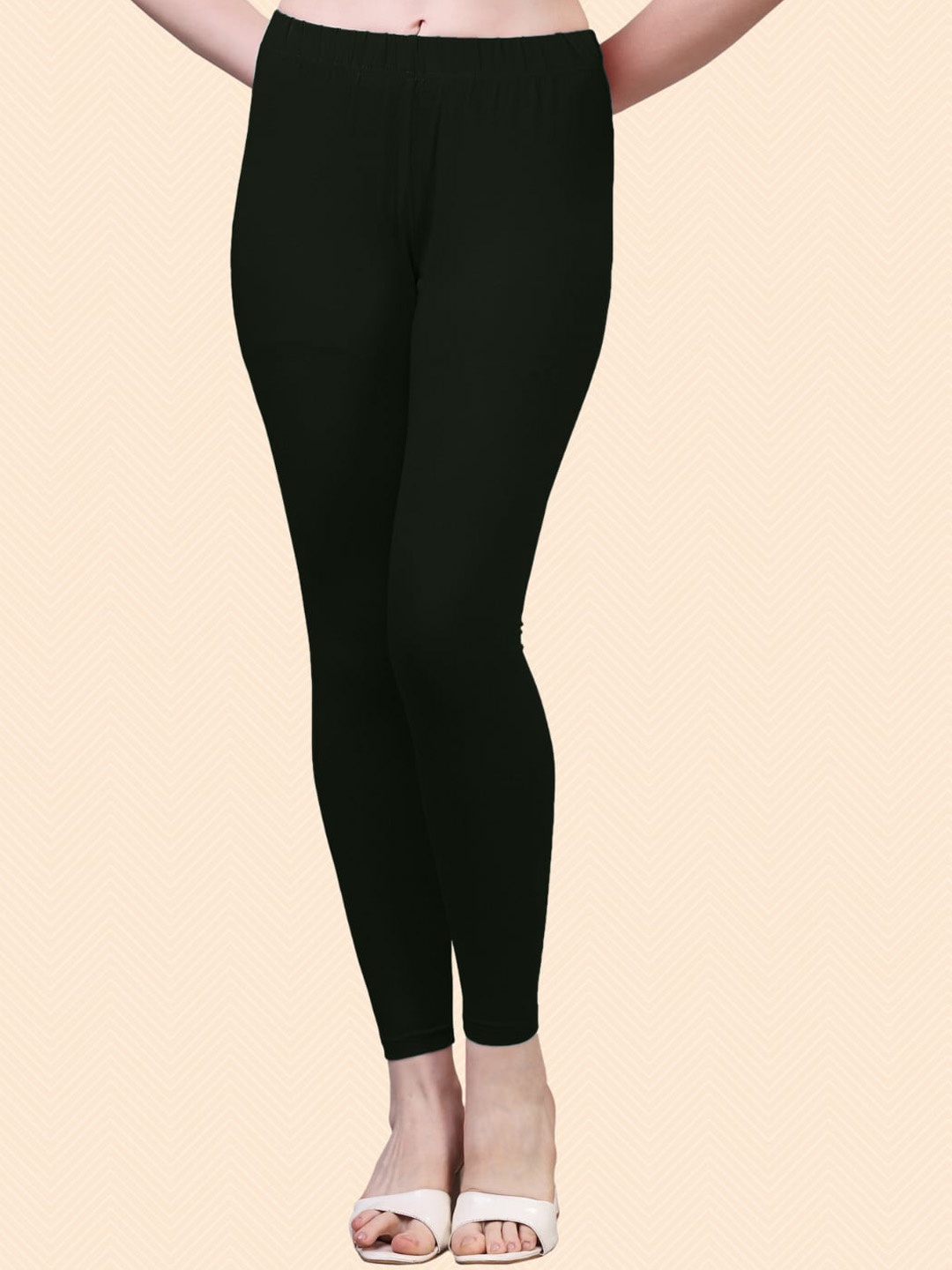 

HERE&NOW Cotton Ankle Length Leggings, Black