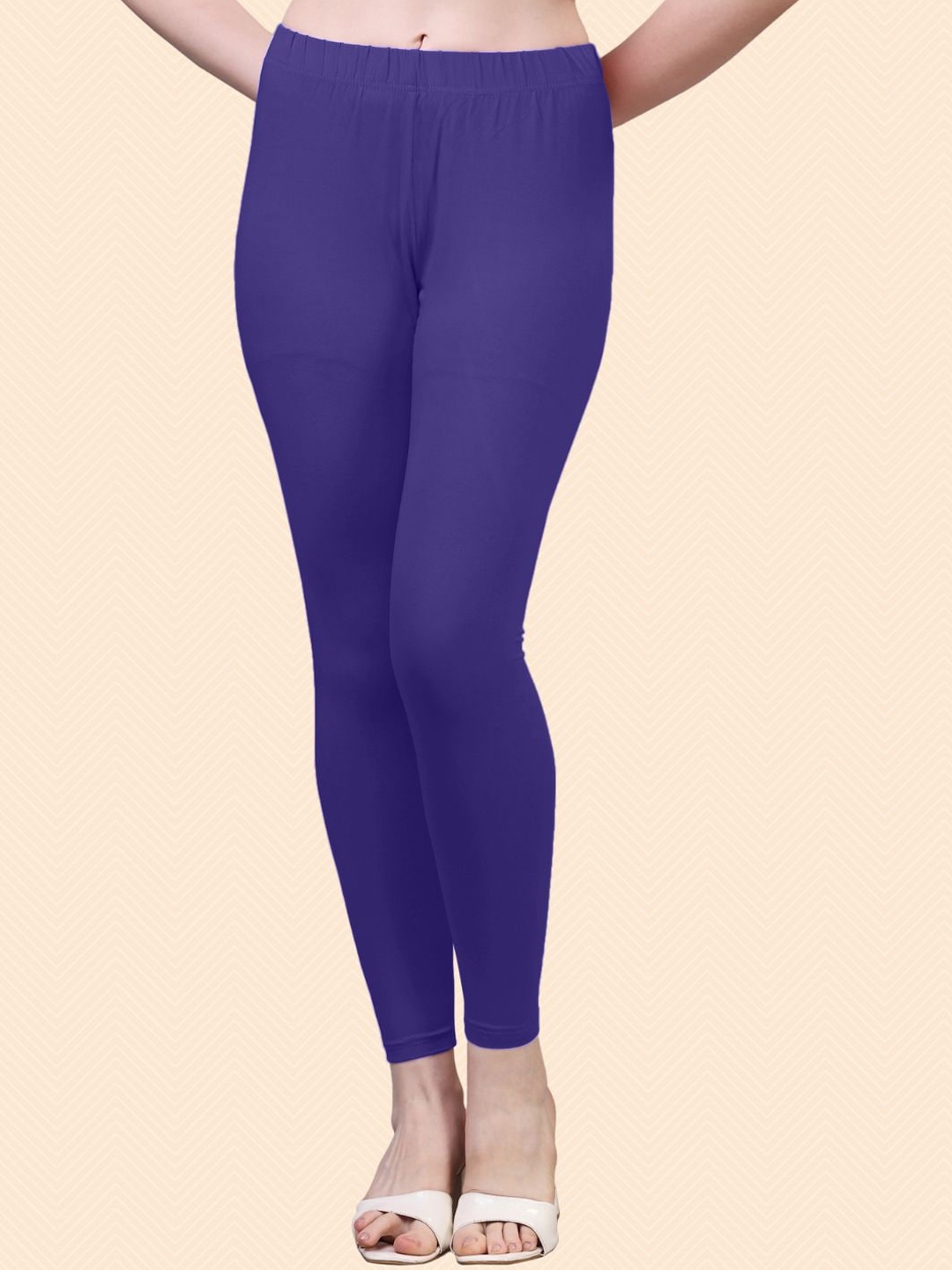 

HERE&NOW Cotton Ankle Length Leggings, Purple