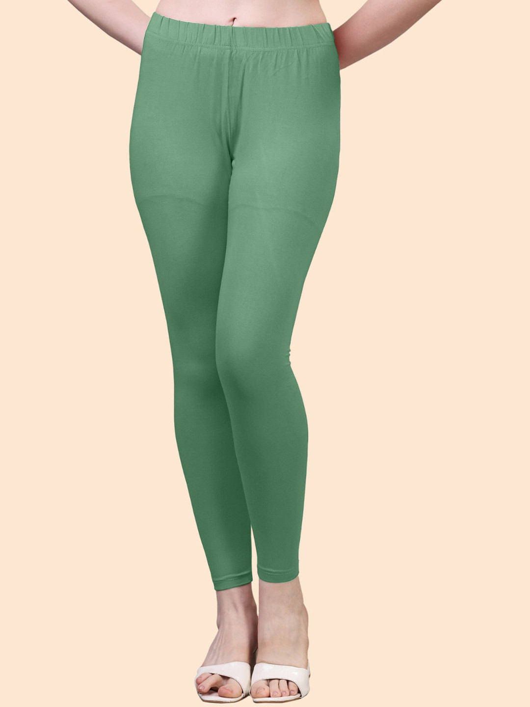 

HERE&NOW Cotton Ankle Length Leggings, Green