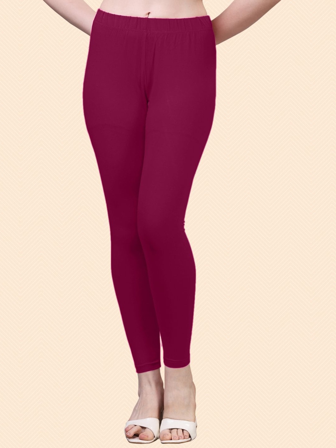 

HERE&NOW Cotton Ankle Length Leggings, Burgundy