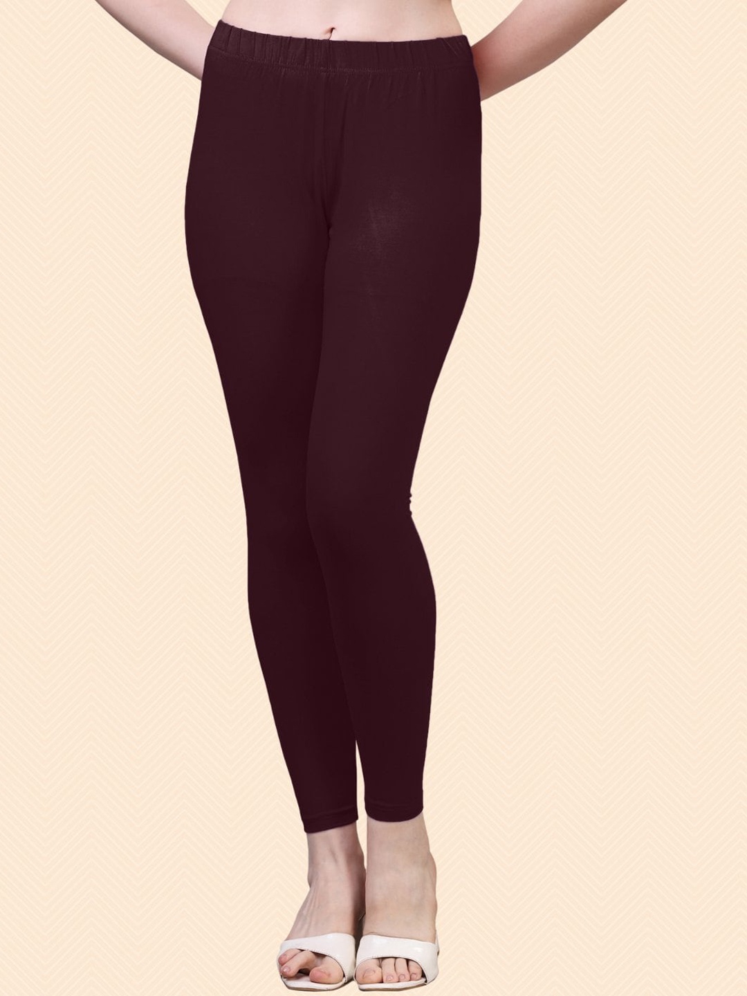 

HERE&NOW Cotton Ankle Length Leggings, Maroon