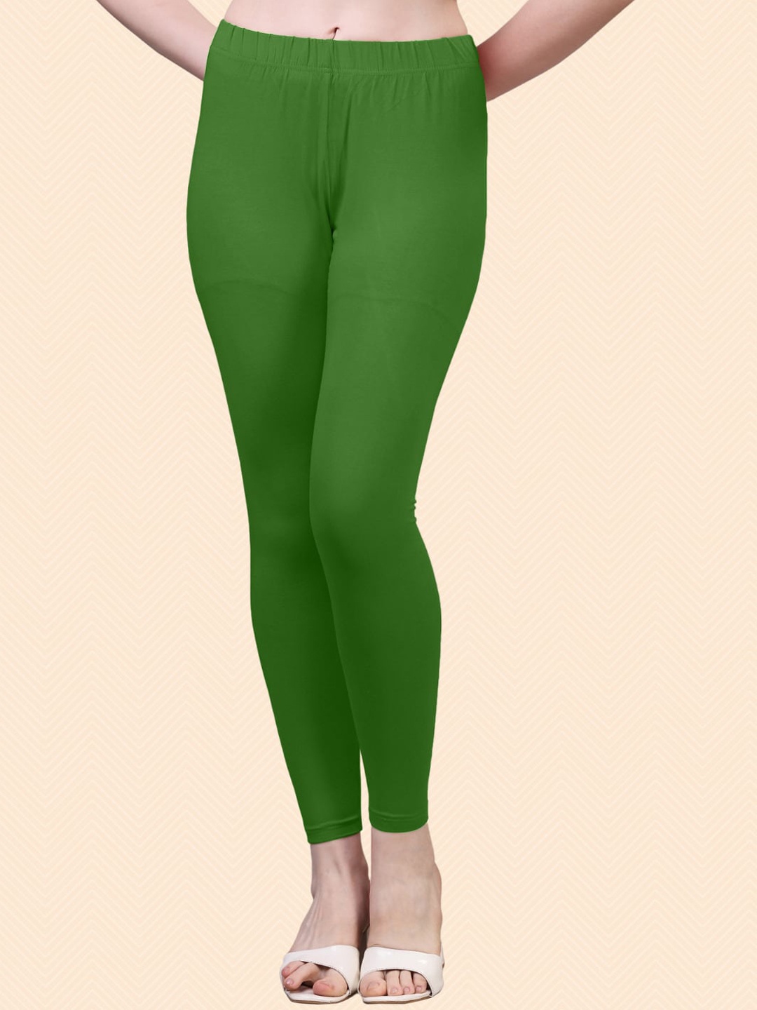 

HERE&NOW Cotton Ankle Length Leggings, Green