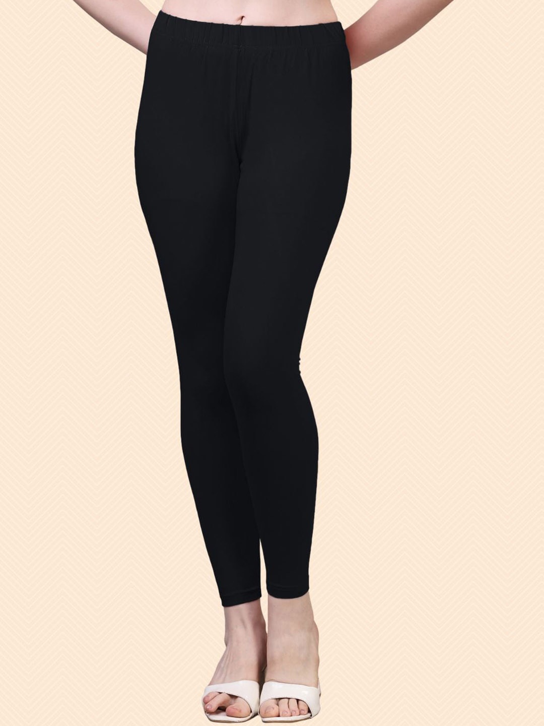 

HERE&NOW Cotton Ankle Length Leggings, Black