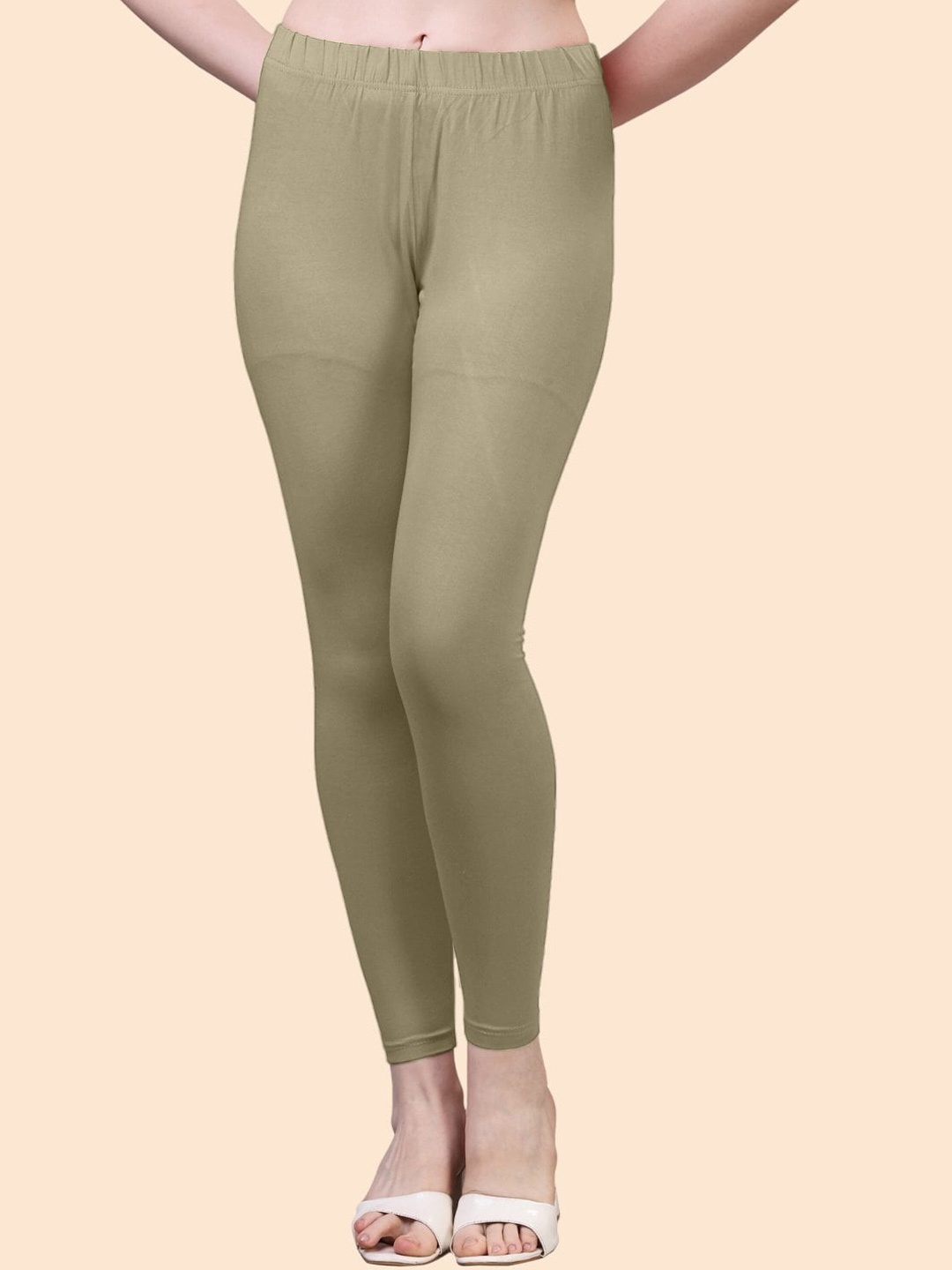 

HERE&NOW Cotton Ankle Length Leggings, Green