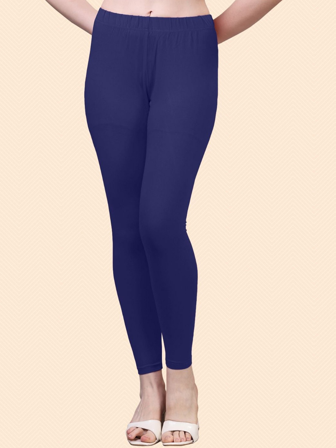 

HERE&NOW Cotton Ankle Length Leggings, Navy blue