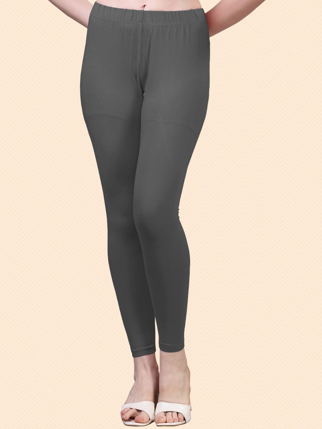 

HERE&NOW Cotton Ankle Length Leggings, Grey