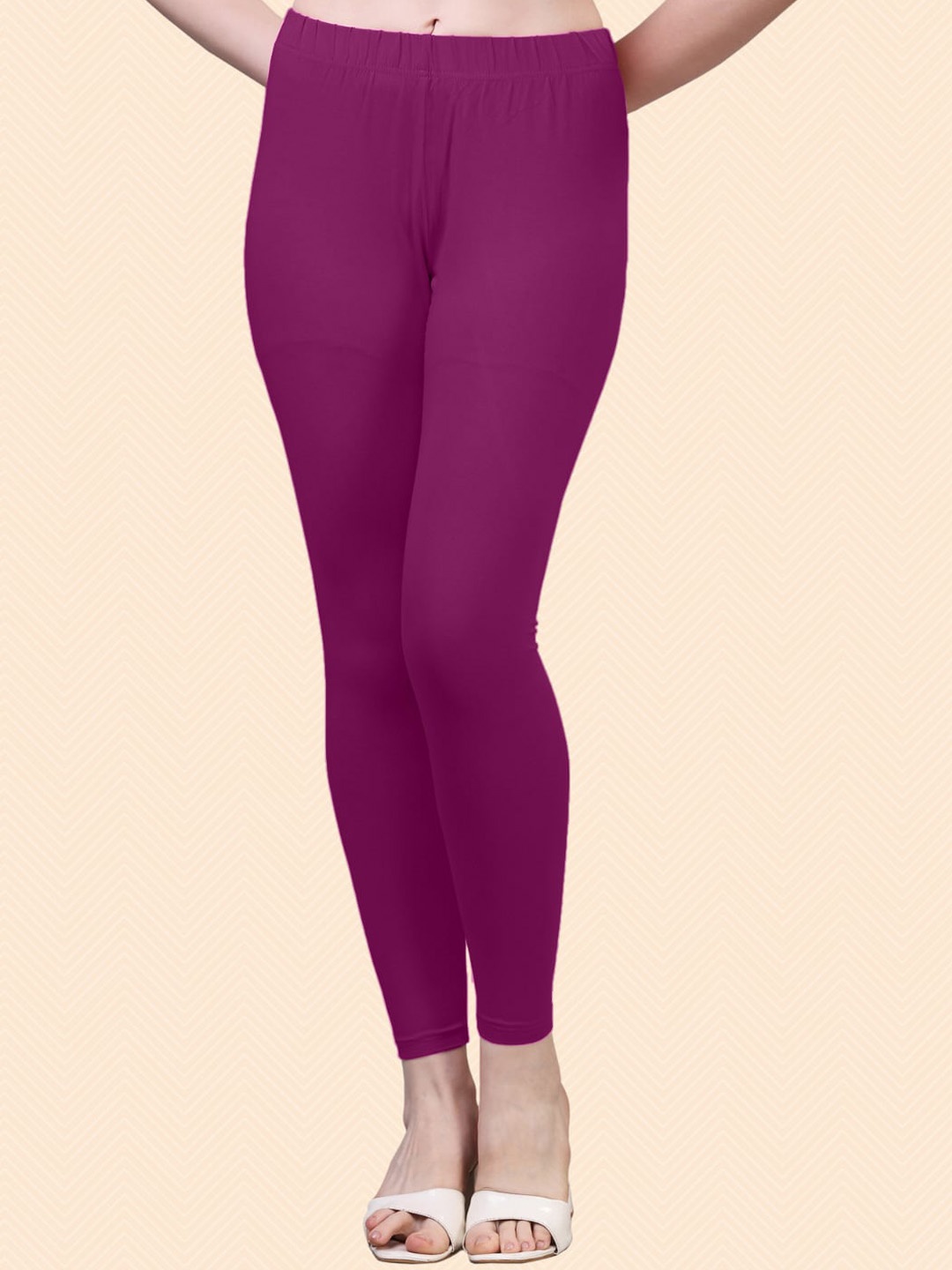 

HERE&NOW Cotton Ankle Length Leggings, Magenta
