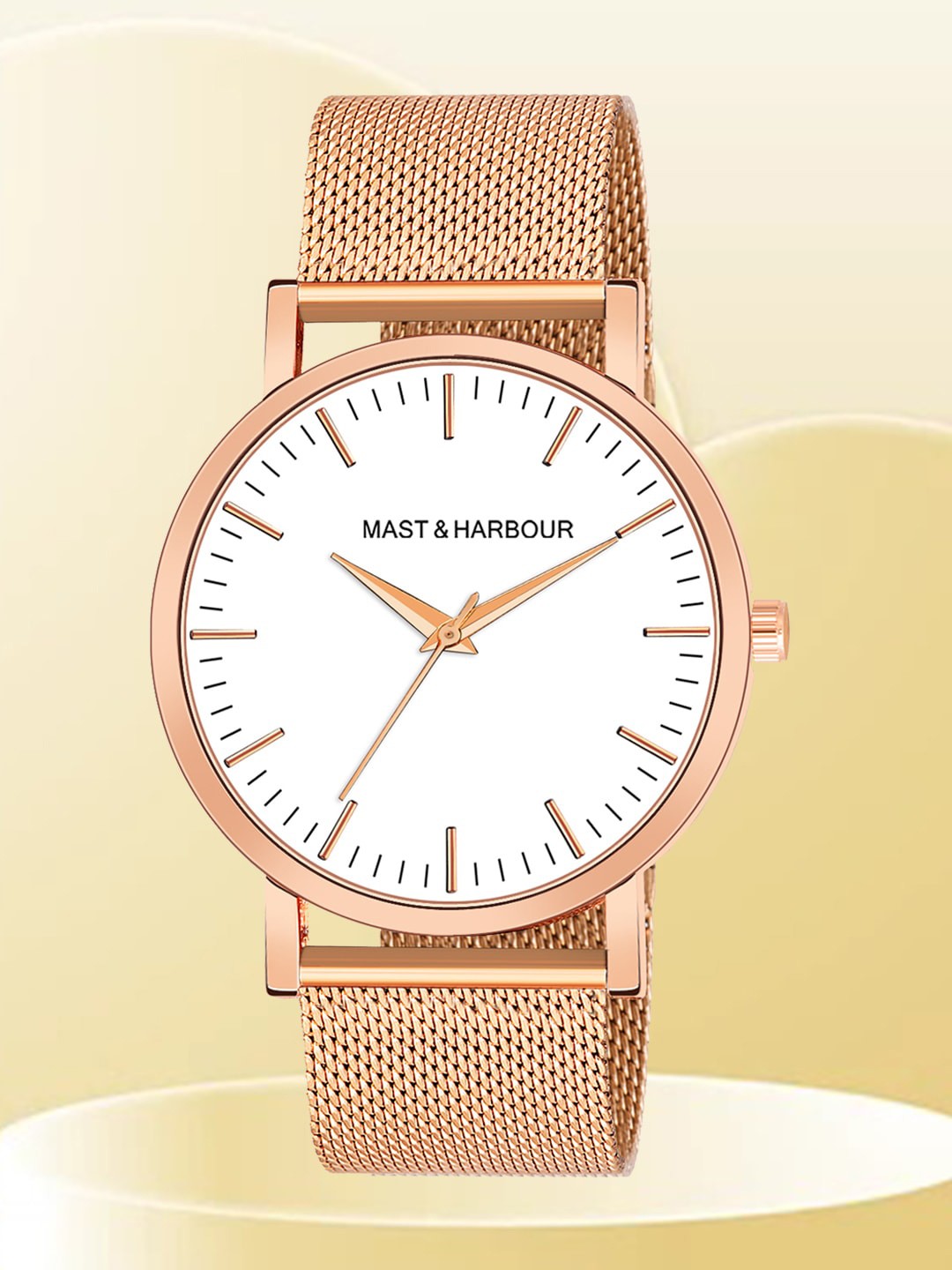 

Mast & Harbour Men Stainless Steel Bracelet Style Straps Analogue Watch HOBMH-224G-RG, White
