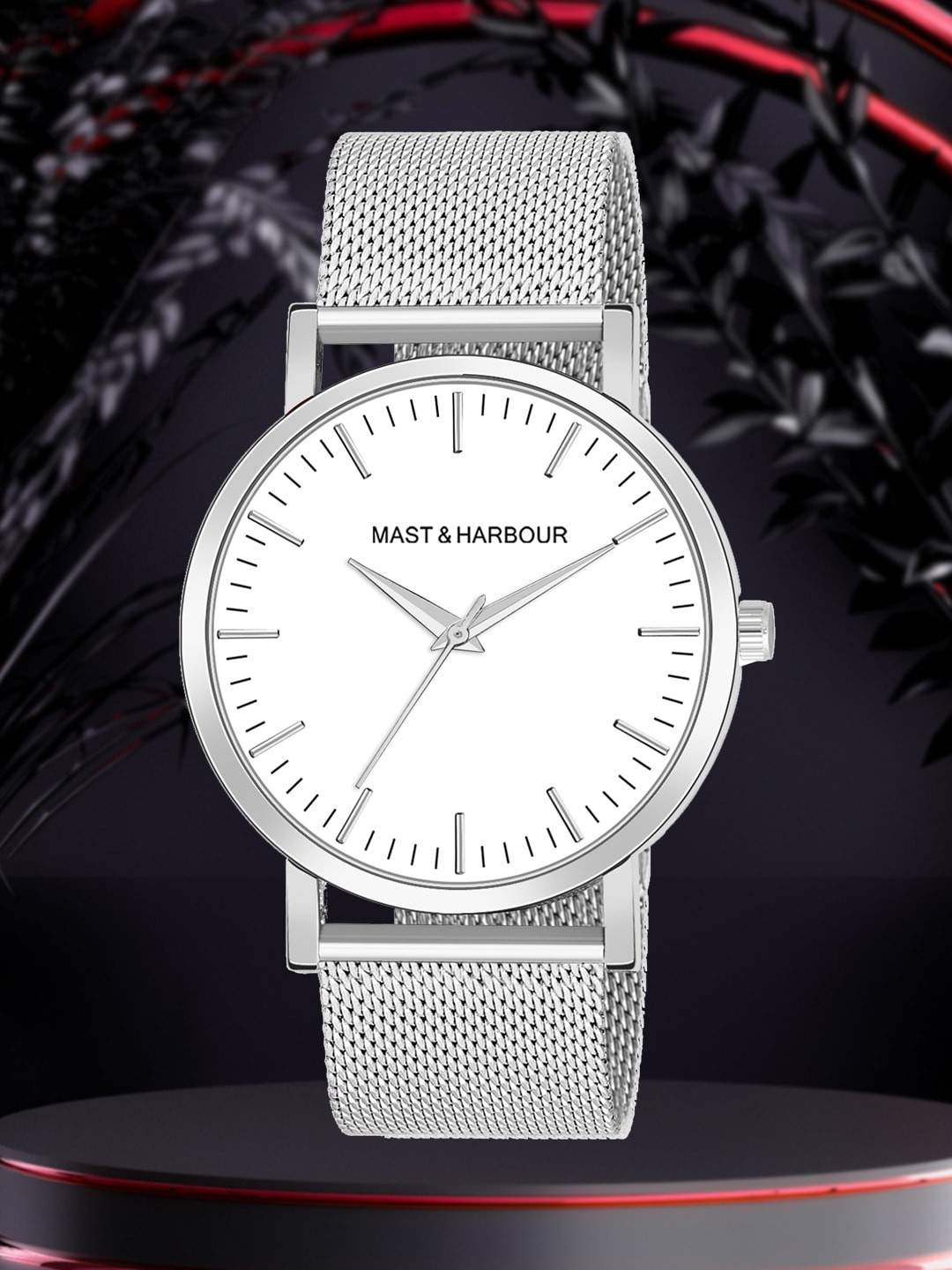 

Mast & Harbour Men Stainless Steel Bracelet Style Straps Analogue Watch HOBMH-231G-SL, White