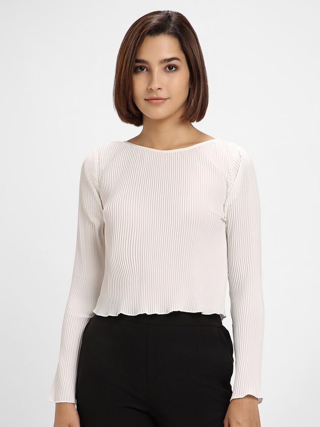 

FOREVER 21 Self Designed Boat Neck Crop Top, White