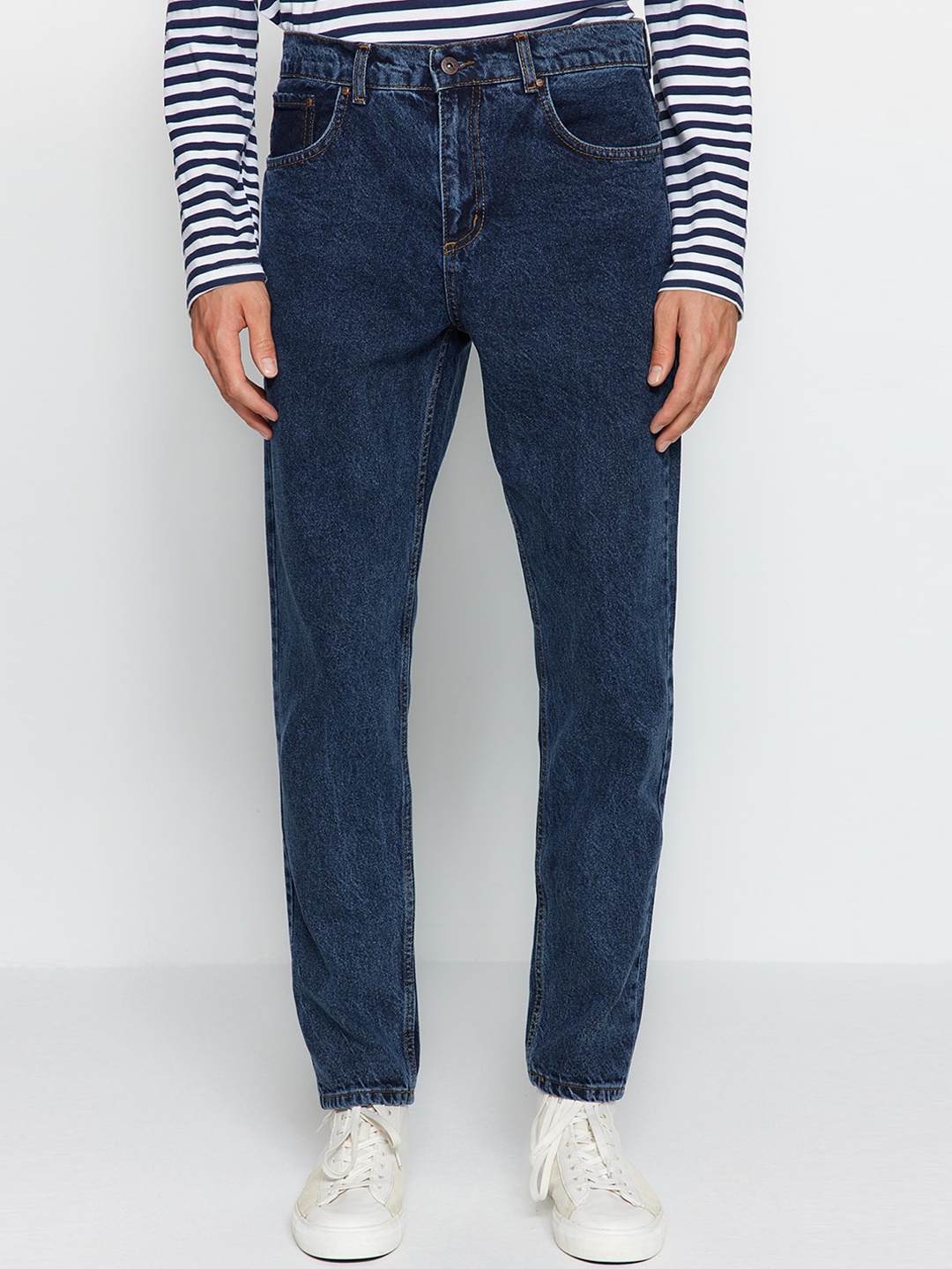 

Trendyol Men Regular Fit Comfort Cotton Mid-Rise Jeans, Blue