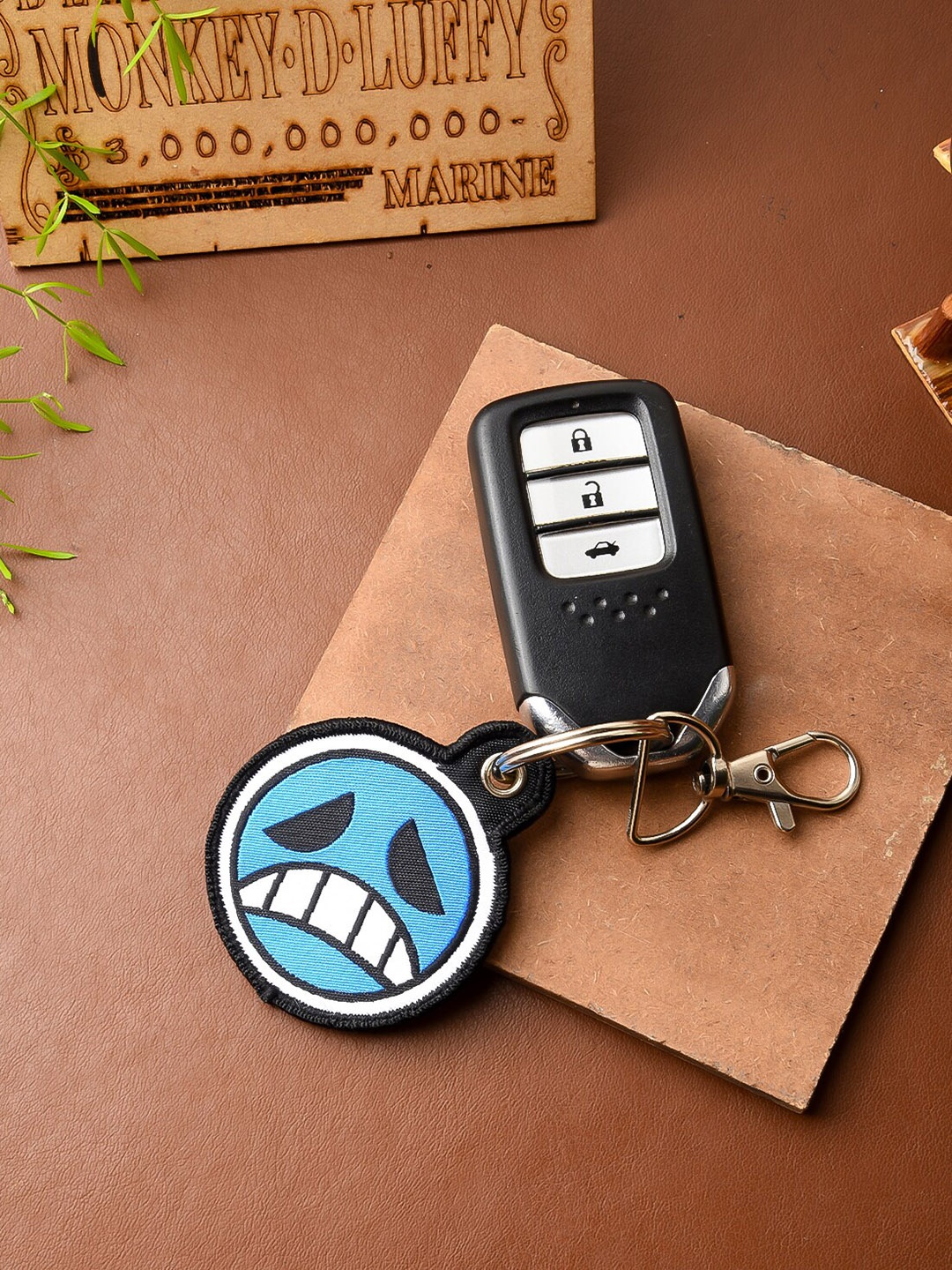 

COMICSENSE One Piece Anime Ace Symbol Double Sided Woven Key Chain, Blue
