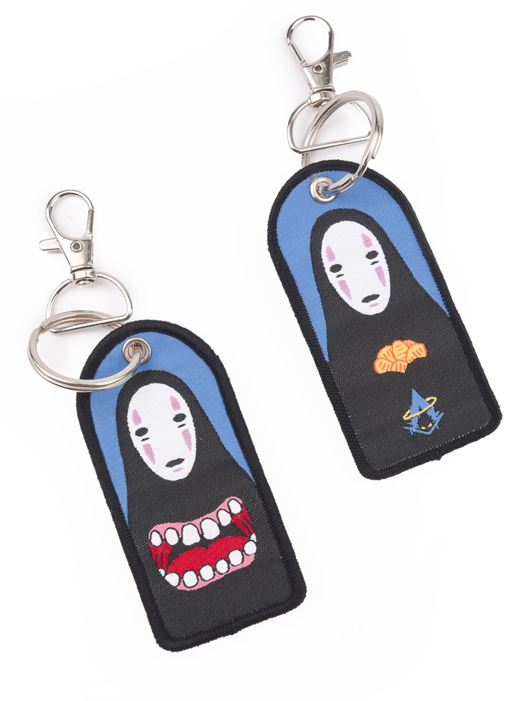 

COMICSENSE Spirited Away Anime Inspired No Face Double Sided Woven Key chain, Blue