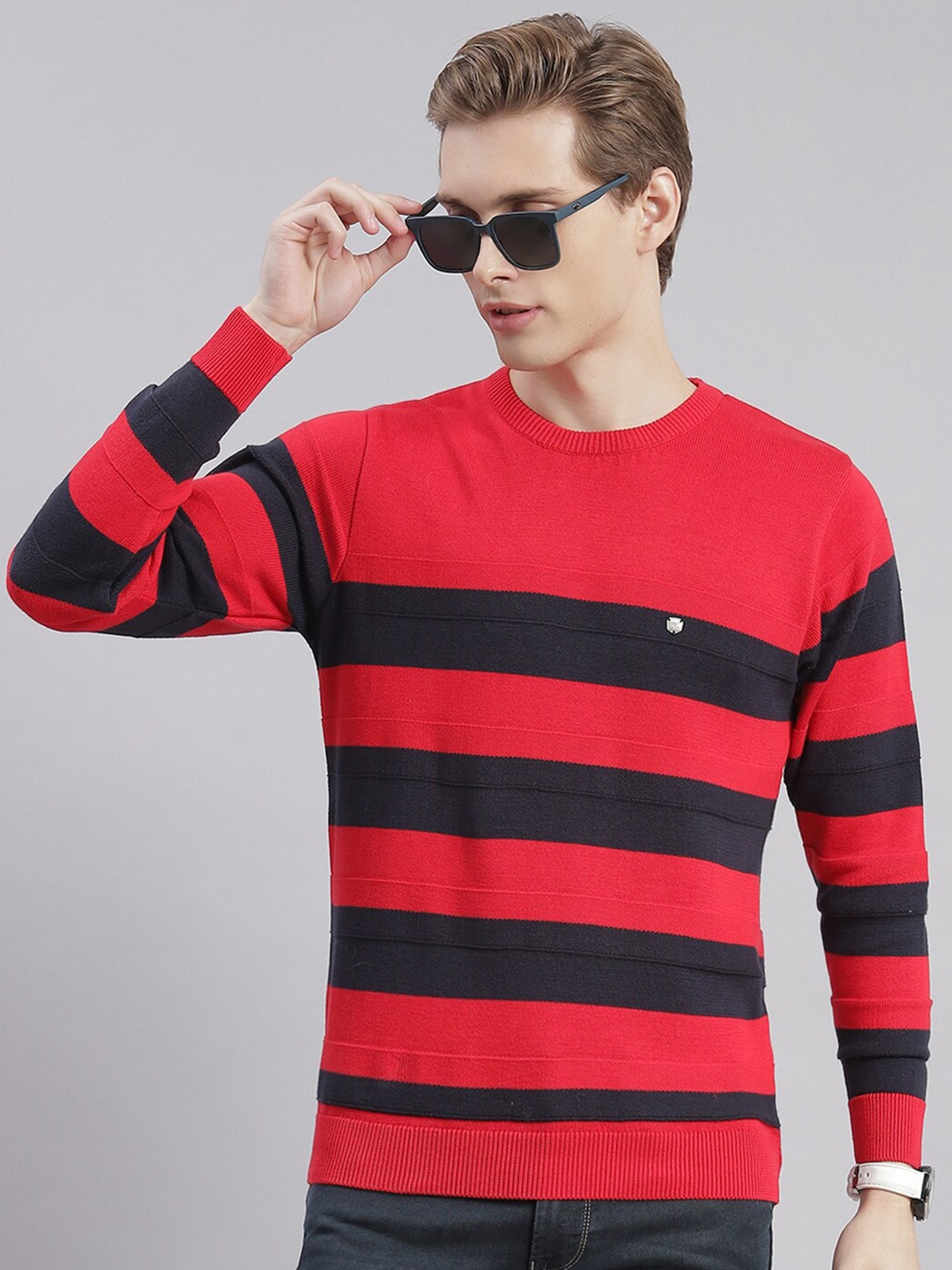 

Monte Carlo Striped Cotton Pullover, Red