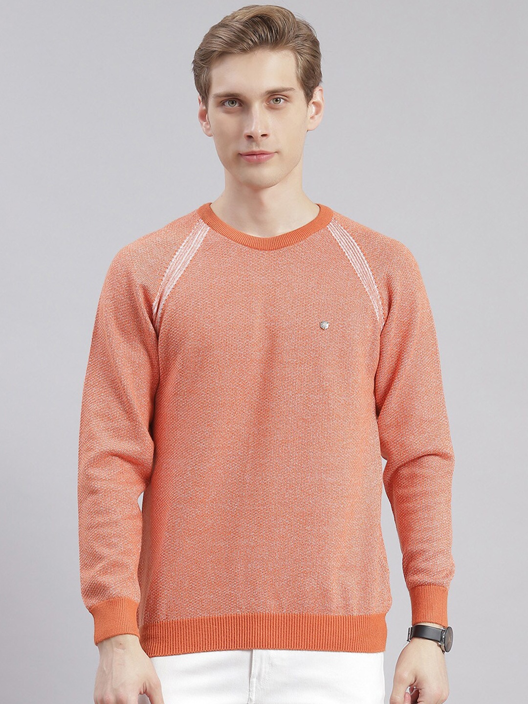 

Monte Carlo Round Neck Woollen Pullover, Rust