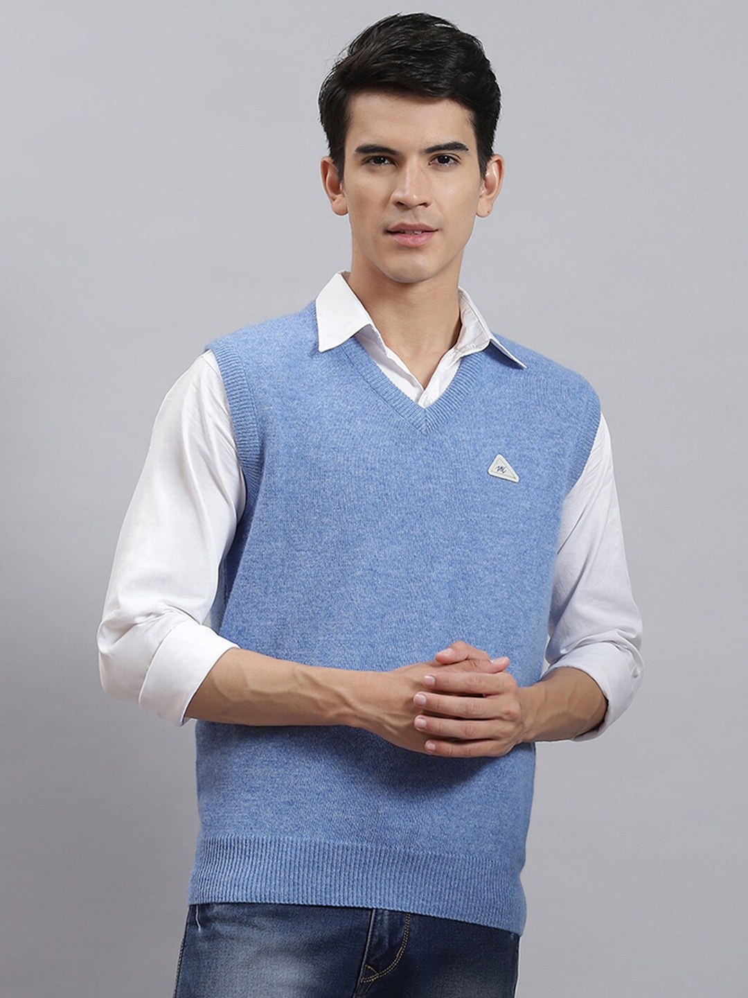 

Monte Carlo V-Neck Woollen Pullover Sweater, Blue