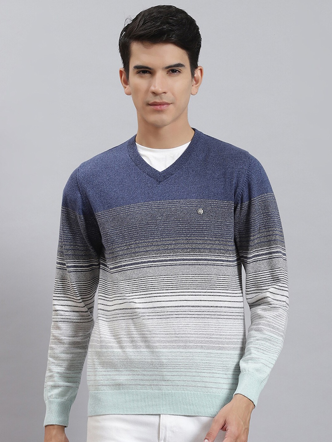 

Monte Carlo Striped Pullover Cotton Sweaters, Blue