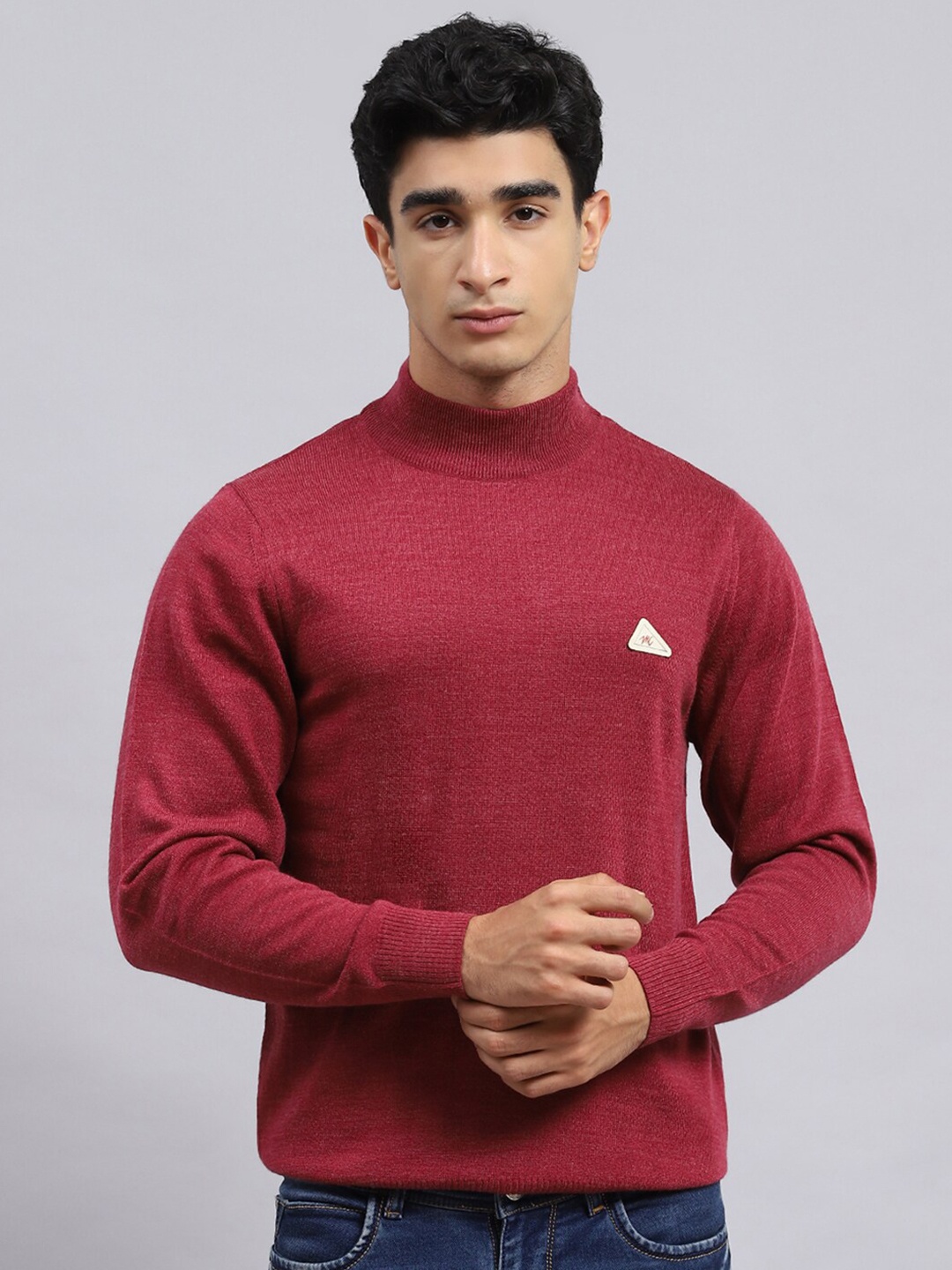 

Monte Carlo Mock Collar Woollen Pullover, Red