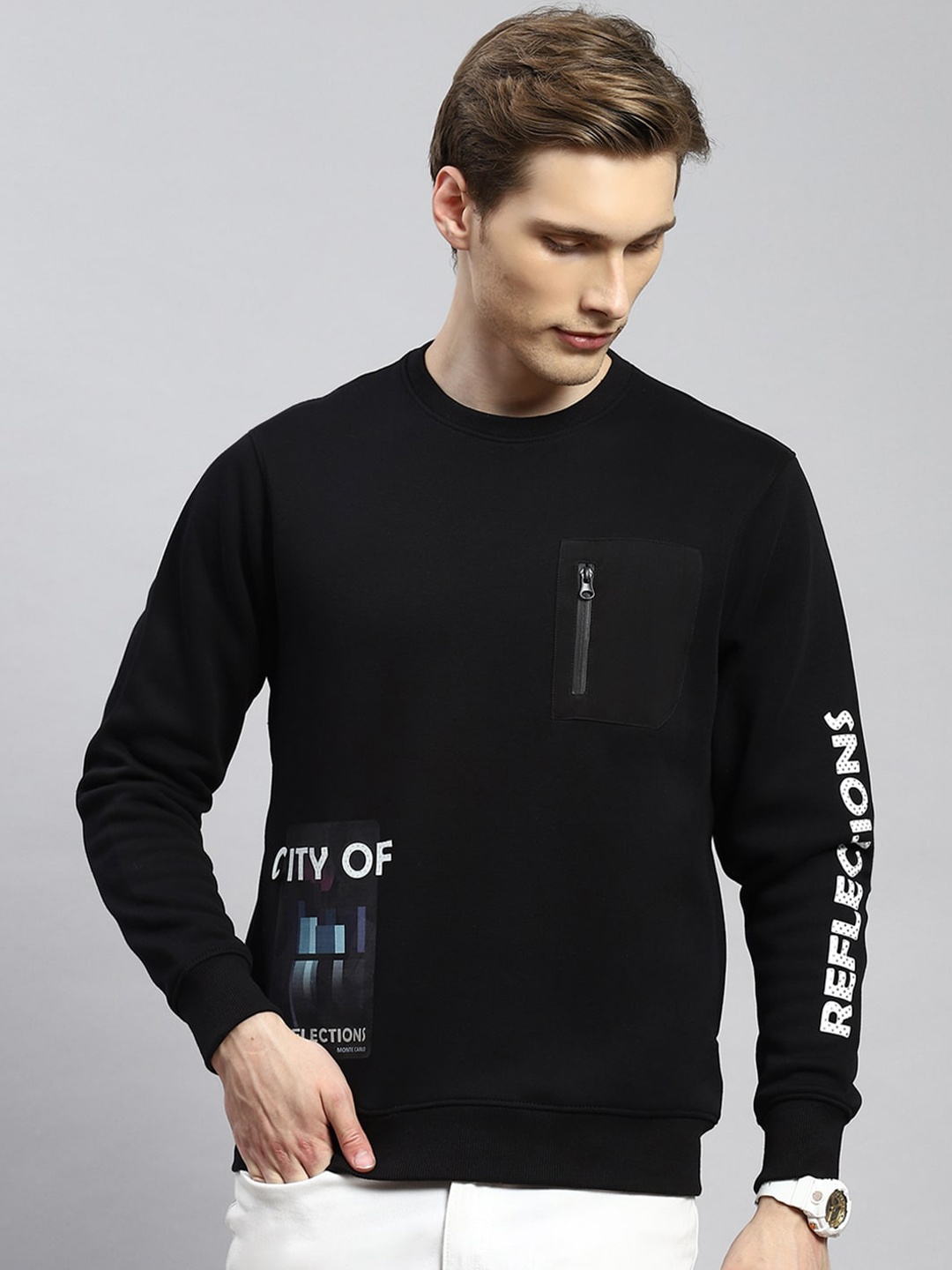 

Monte Carlo Typography Printed Pullover, Black