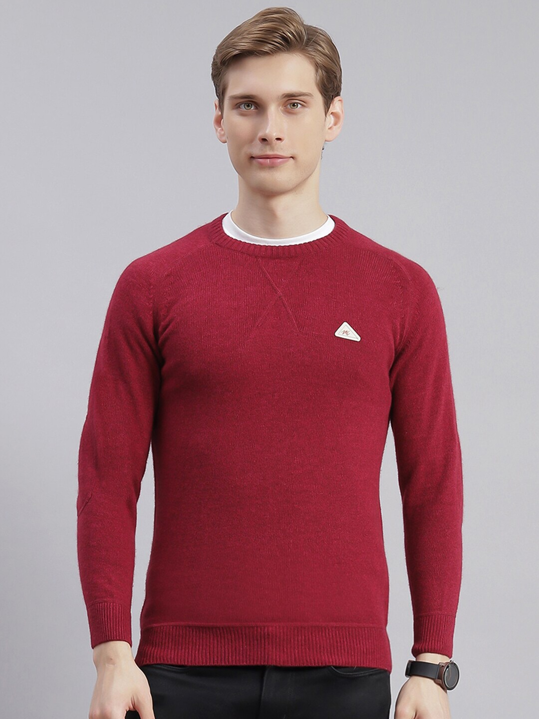 

Monte Carlo Round Neck Woollen Pullover, Maroon