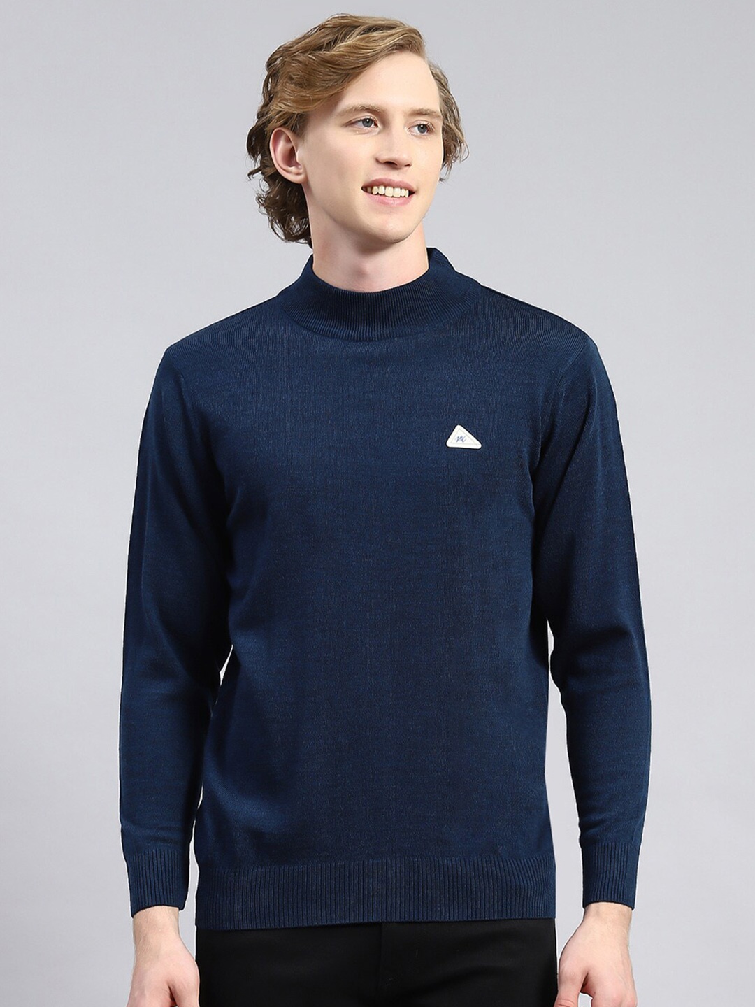 

Monte Carlo Round Neck Woollen Pullover, Navy blue