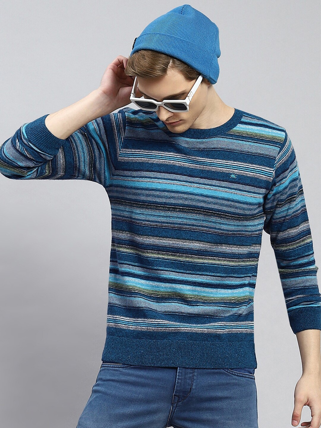 

Monte Carlo Striped Woollen Pullover, Blue