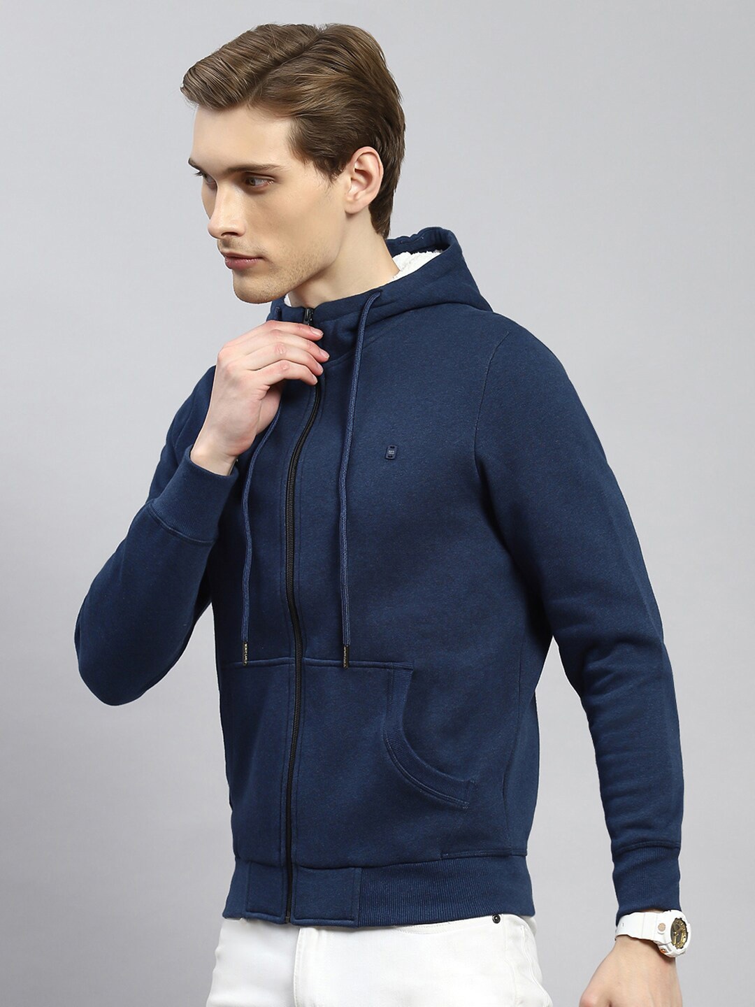 

Monte Carlo Cotton Hooded Front-Open Sweatshirt, Navy blue